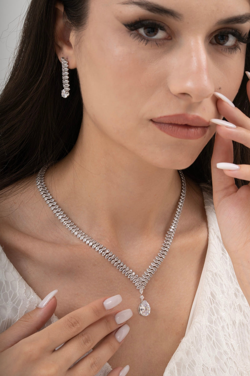 MİREL 7037 Zirkon Taşlı Gelin Seti Fashion Jewelry Set product photo 1