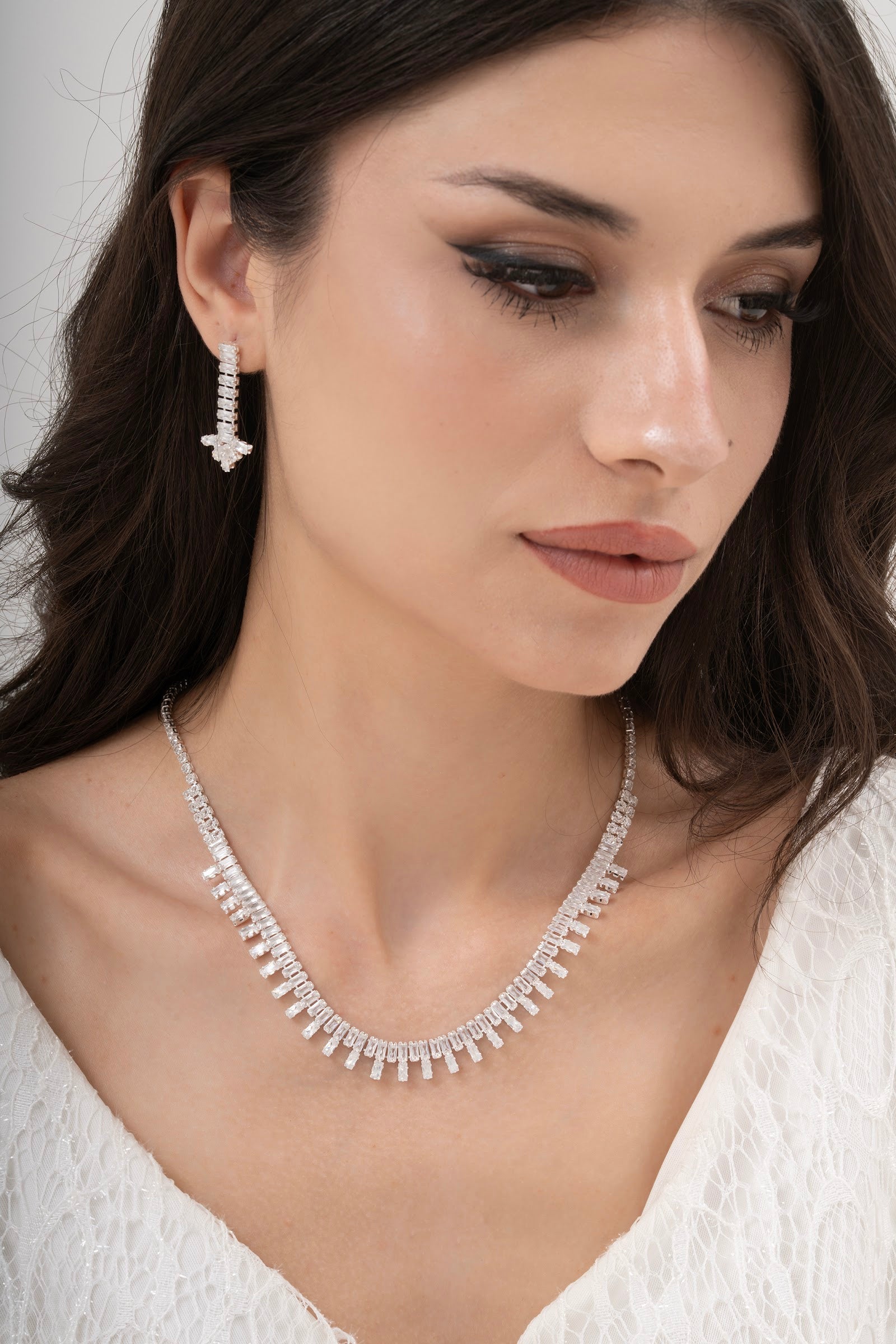 MİREL 7008 Zirkon Taşlı Gelin Seti Fashion Jewelry Set product photo 1