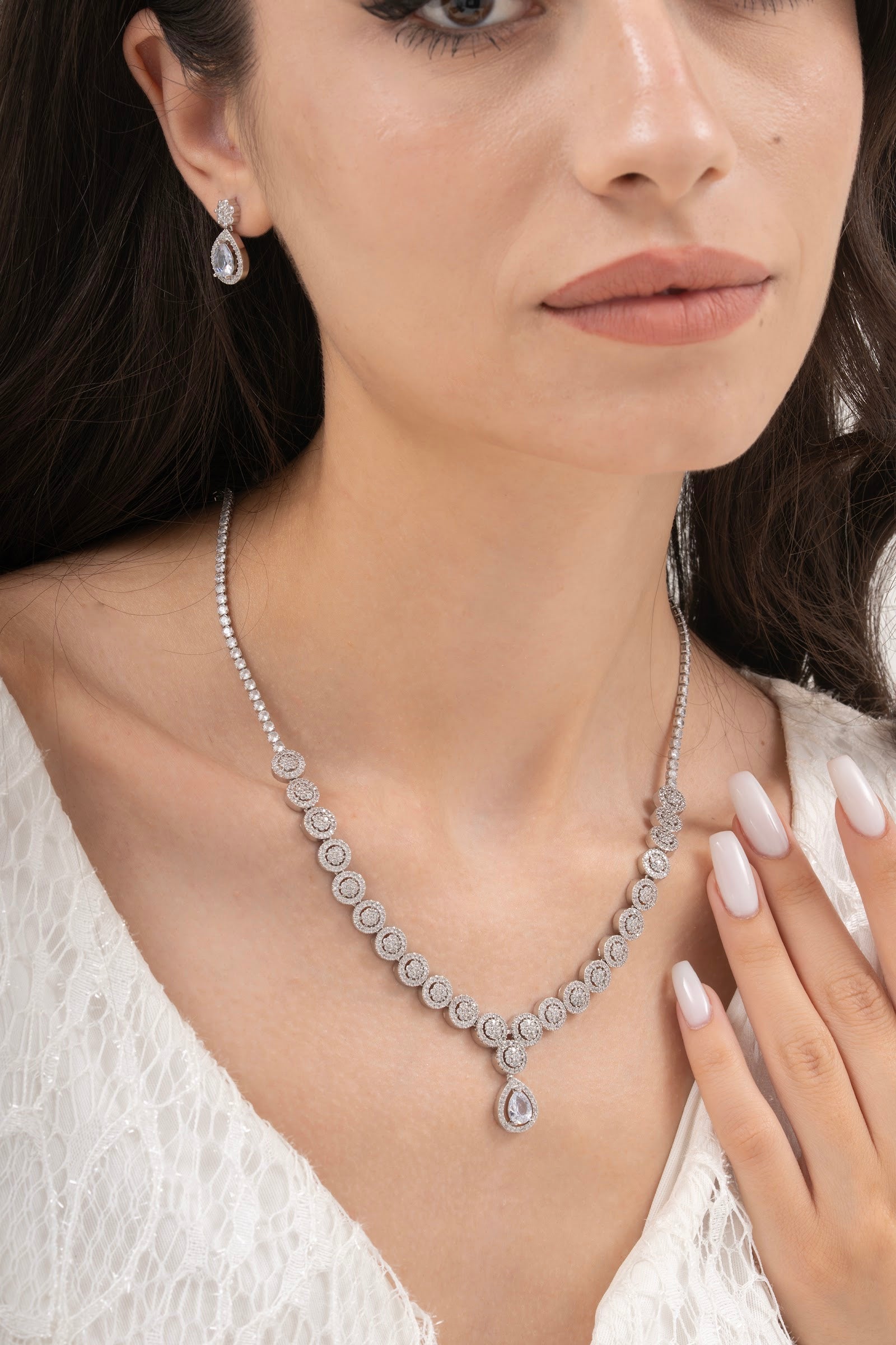 MİREL 7068 Zirkon Taşlı Gelin Seti Fashion Jewelry Set product photo 1