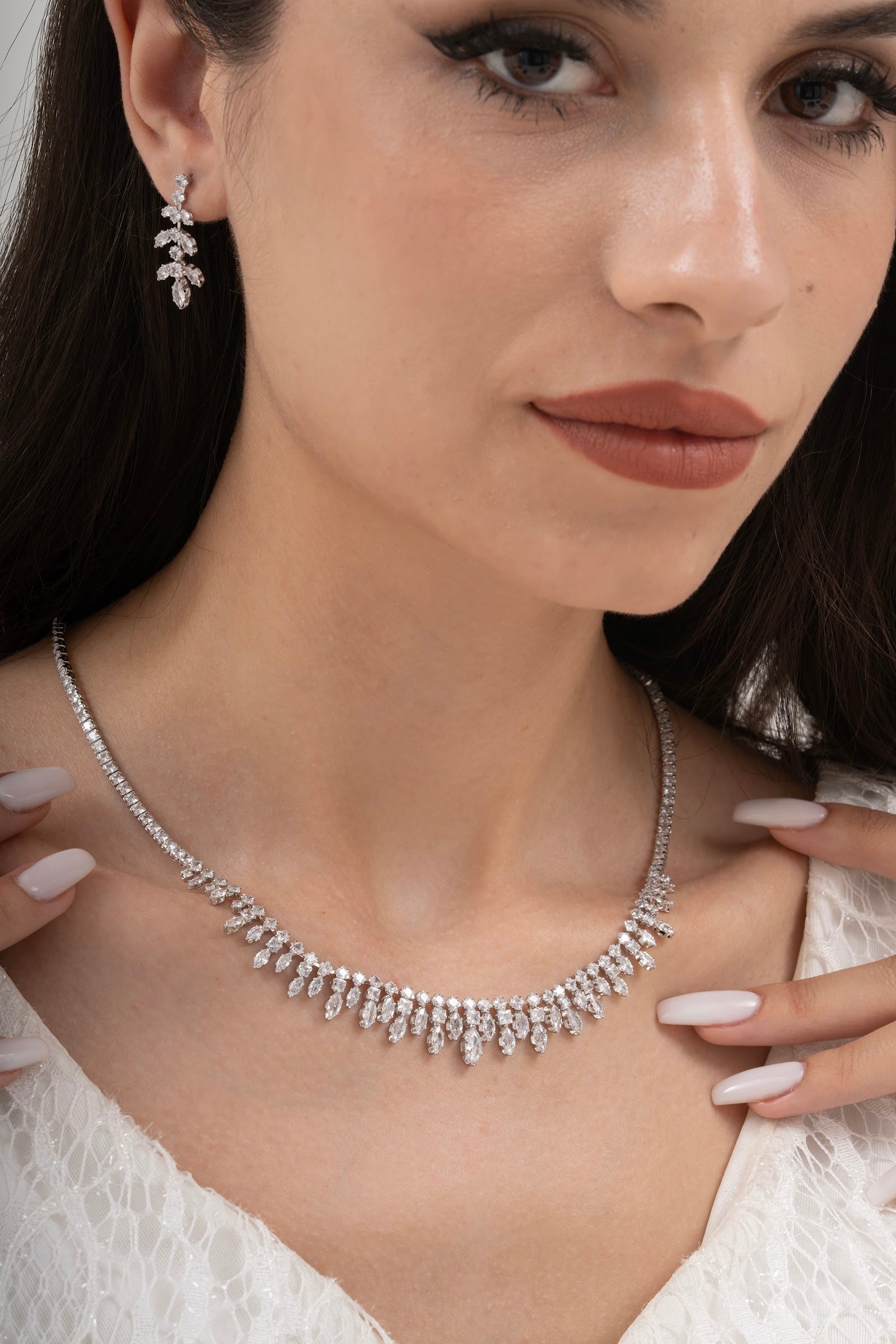 MİREL 7137 Zirkon Taşlı Gelin Seti Fashion Jewelry Set product photo 1