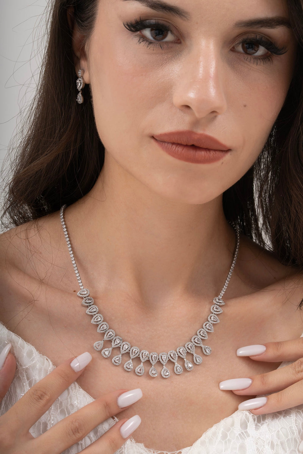 MİREL 7167 Zirkon Taşlı Gelin Seti Fashion Jewelry Set product photo 1