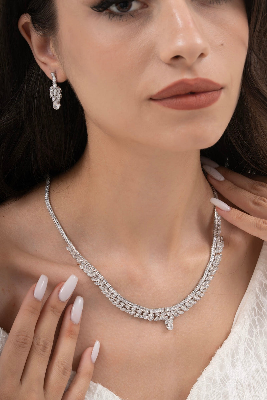 MİREL 7124 Zirkon Taşlı Gelin Seti Fashion Jewelry Set product photo 1