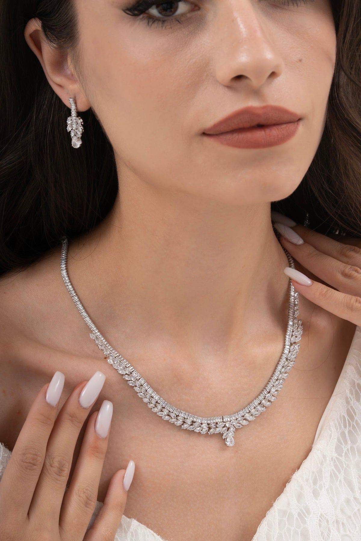 MİREL 7124 Zirkon Taşlı Gelin Seti Fashion Jewelry Set product photo 1