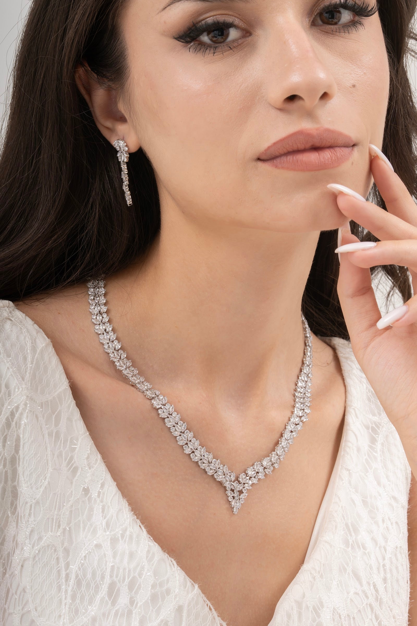 MİREL 7067 Zirkon Taşlı Gelin Seti Fashion Jewelry Set product photo 1