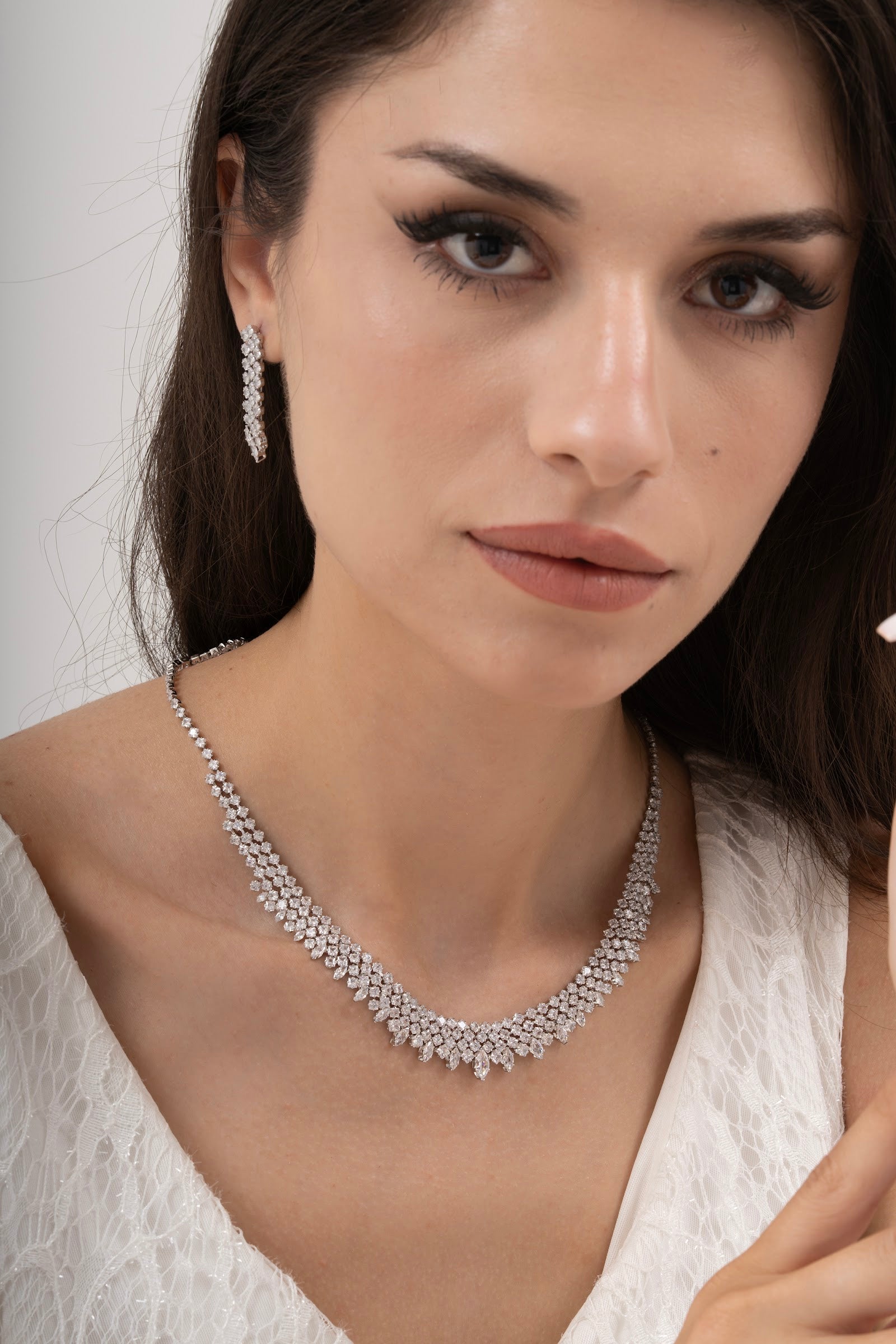 MİREL 7028 Zirkon Taşlı Gelin Seti Fashion Jewelry Set product photo 1