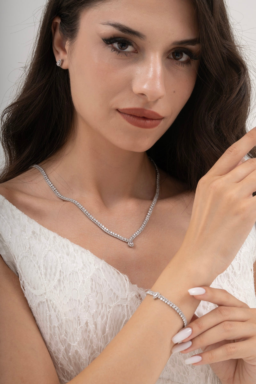 MİREL 7164 Zirkon Taşlı Gelin Seti Fashion Jewelry Set product photo 1