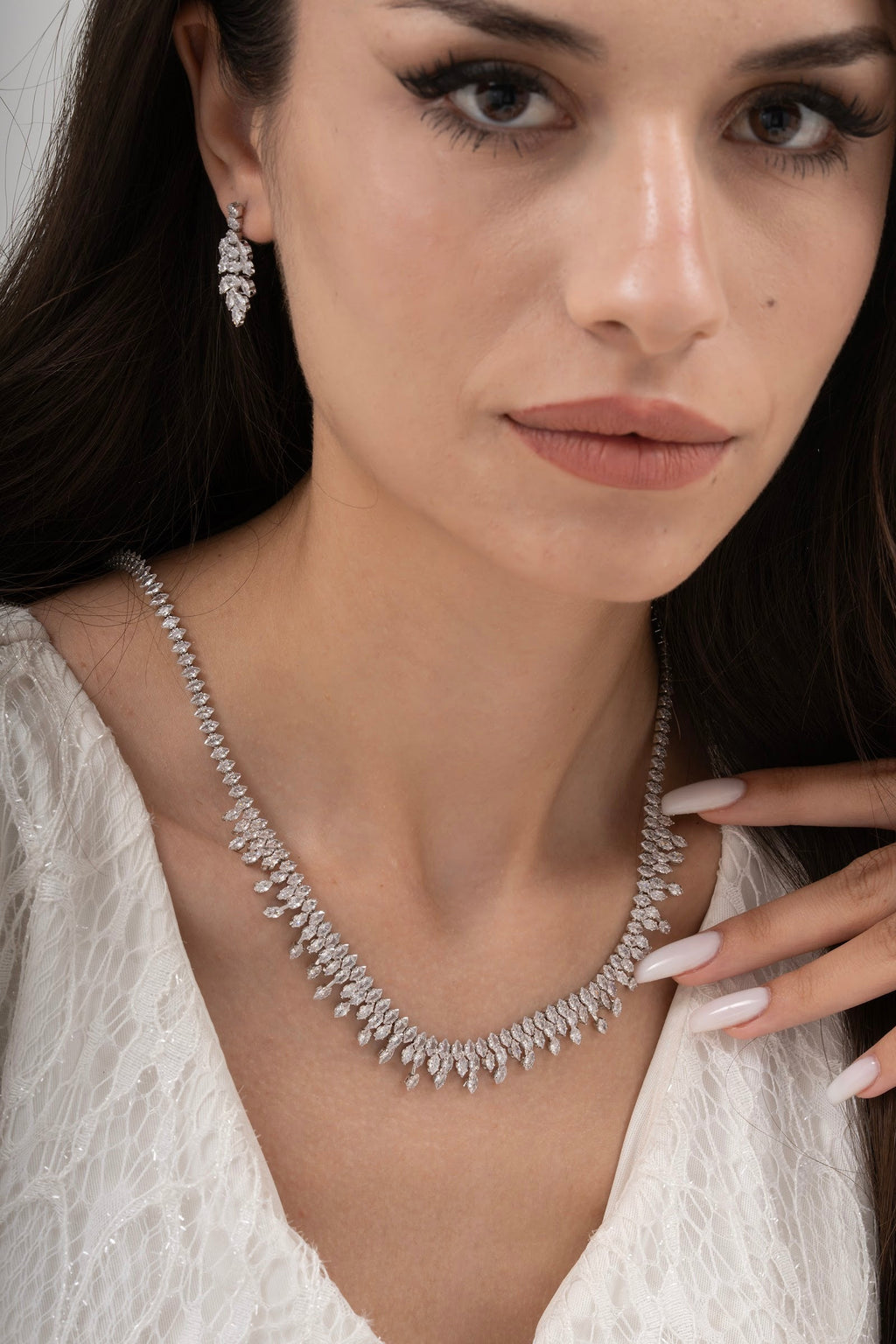 MİREL 7039 Zirkon Taşlı Gelin Seti Fashion Jewelry Set product photo 1
