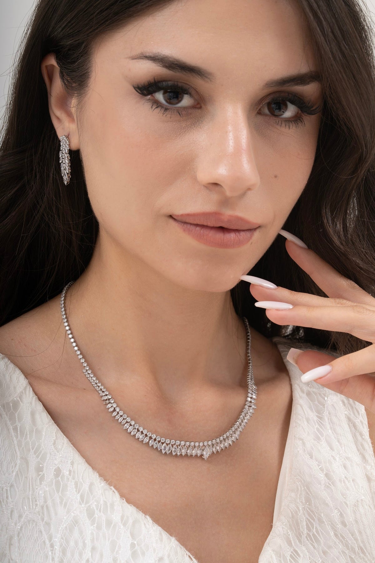 MİREL 7119 Zirkon Taşlı Gelin Seti Fashion Jewelry Set product photo 1