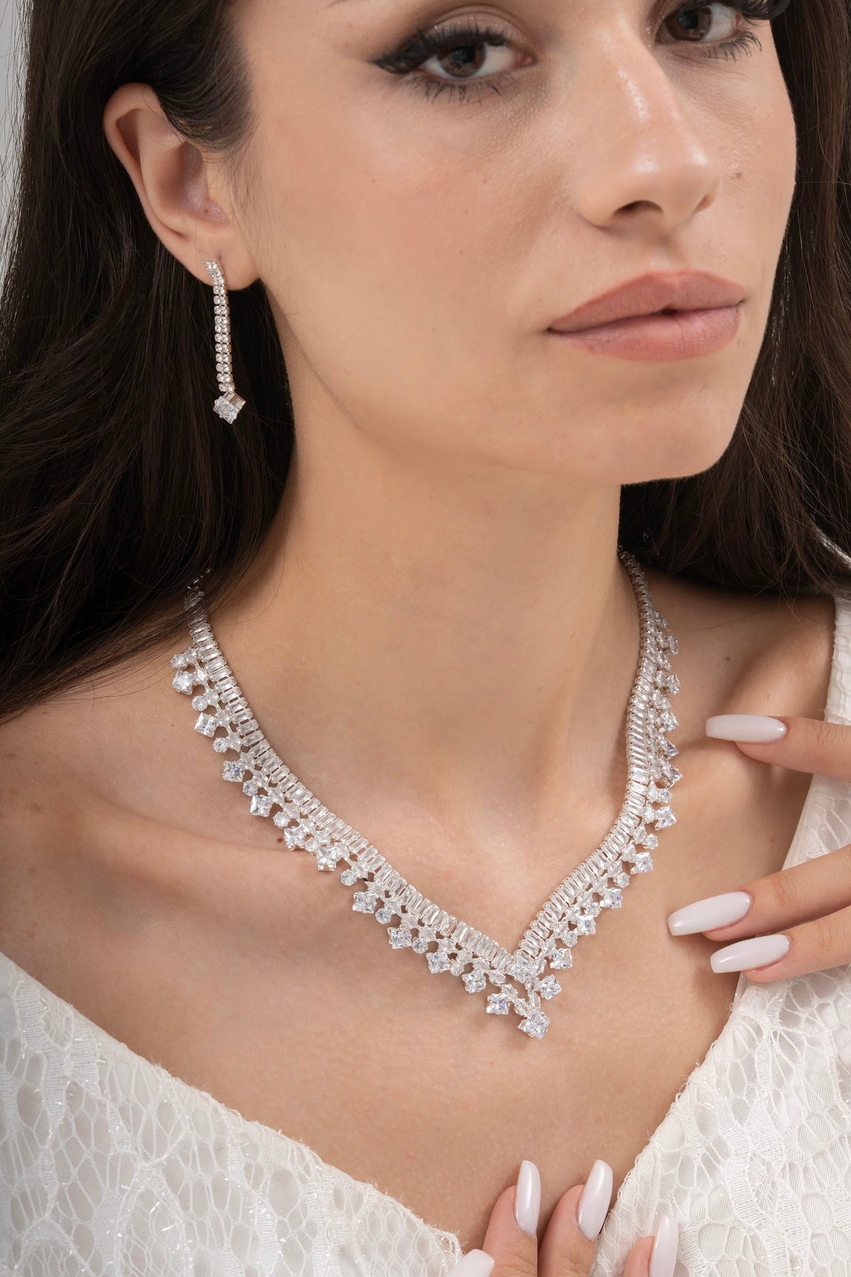 MİREL 7106 Zirkon Taşlı Gelin Seti Fashion Jewelry Set product photo 1