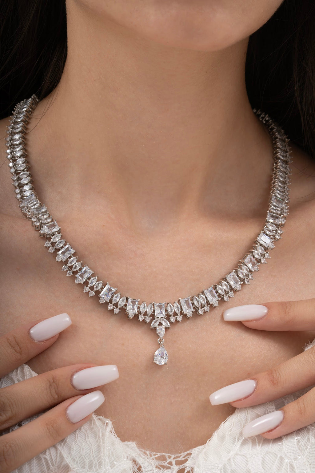 MİREL 7141 Zirkon Taşlı Gelin Seti Fashion Jewelry Set product photo 2