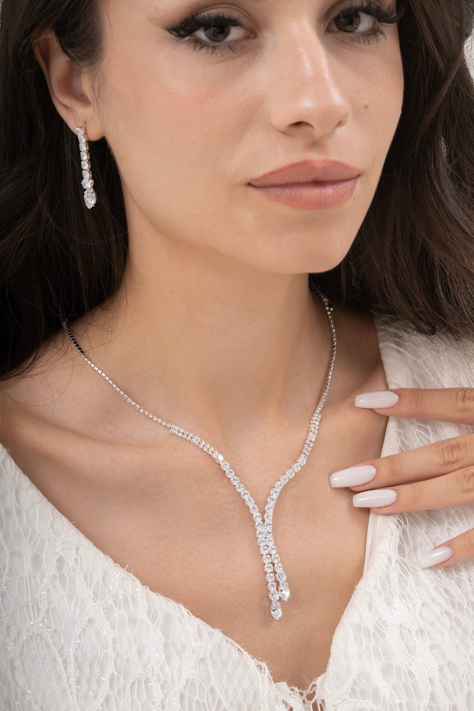 MİREL 7109 Zirkon Taşlı Gelin Seti Fashion Jewelry Set product photo 1