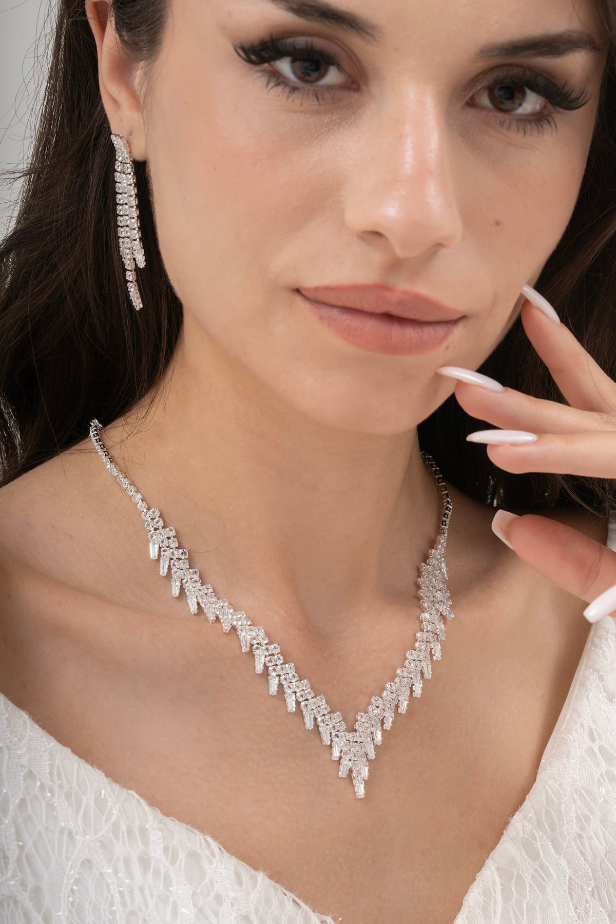 MİREL 7107 Zirkon Taşlı Gelin Seti Fashion Jewelry Set product photo 1