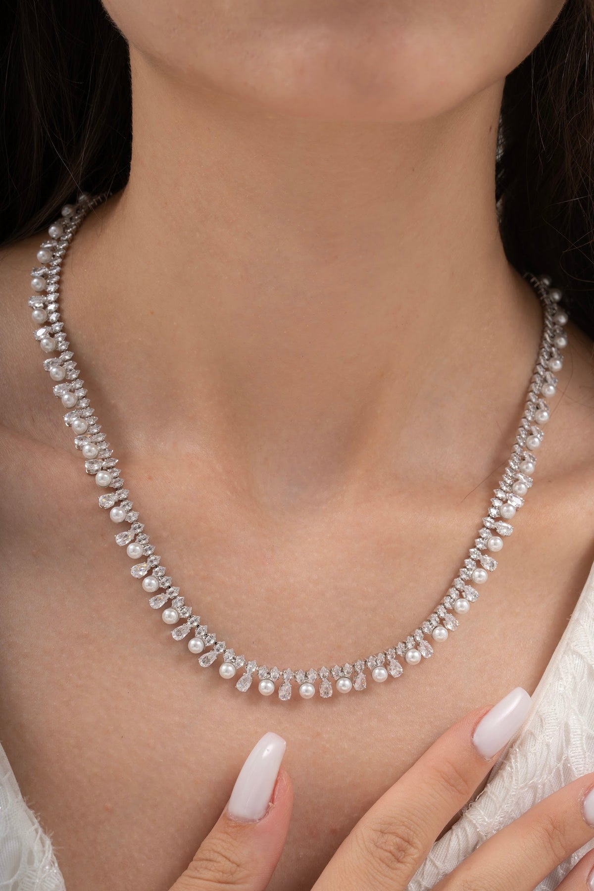 MİREL 7069 Zirkon Taşlı Gelin Seti Fashion Jewelry Set product photo 2