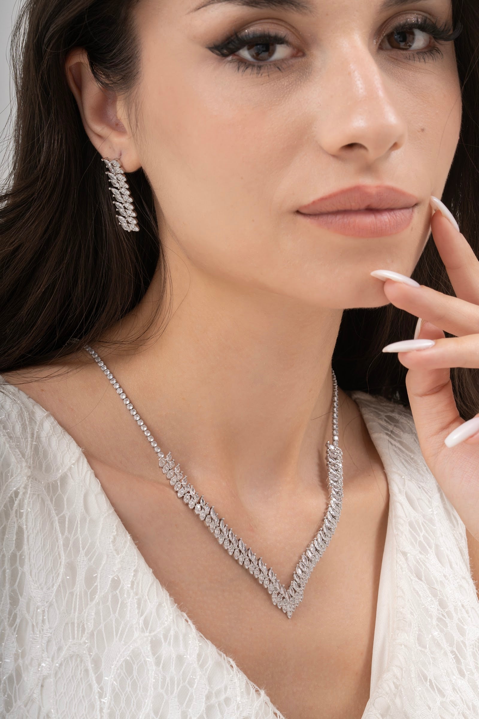 MİREL 7095 Zirkon Taşlı Gelin Seti Fashion Jewelry Set product photo 1