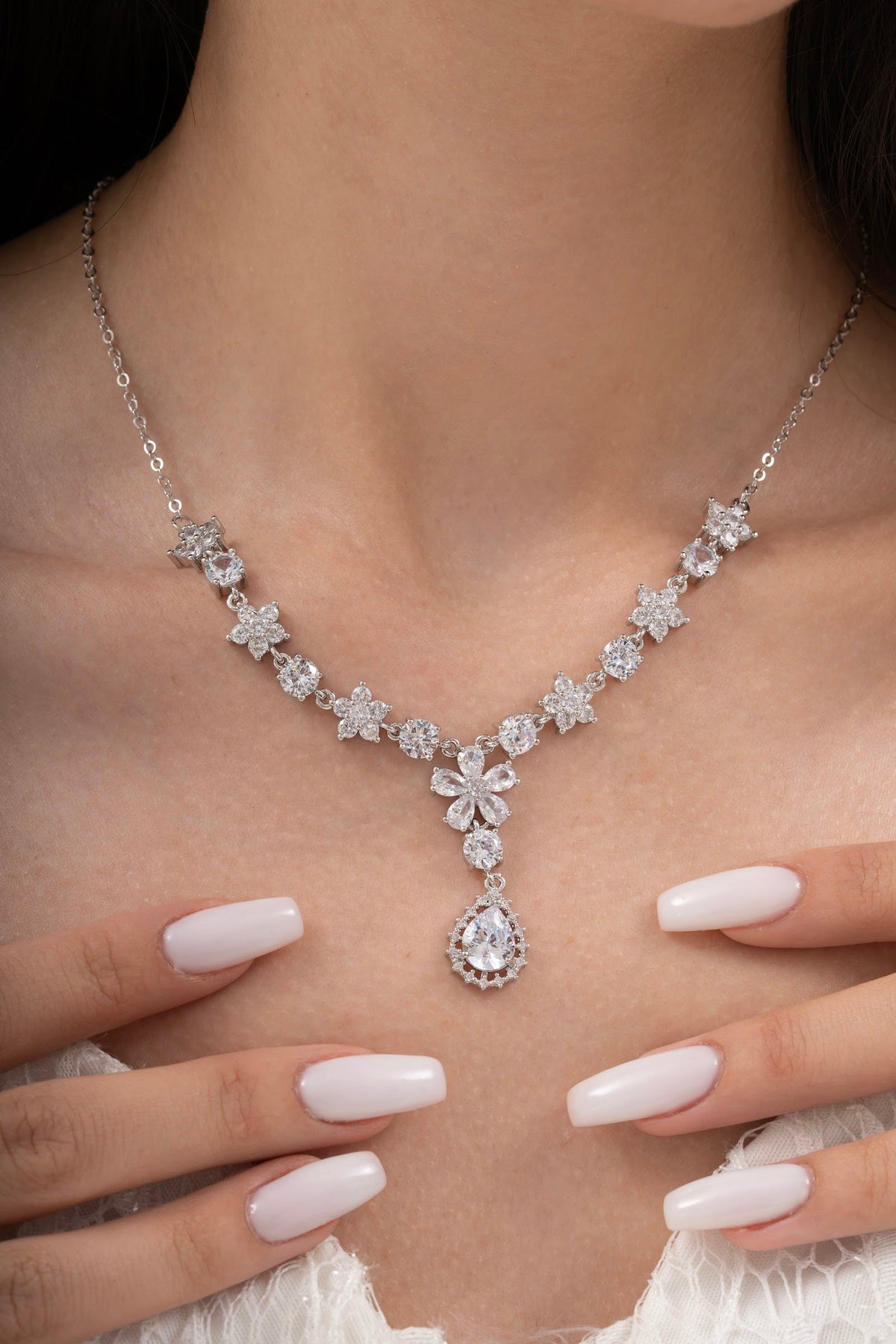 MİREL 7144 Zirkon Taşlı Gelin Seti Fashion Jewelry Set product photo 2