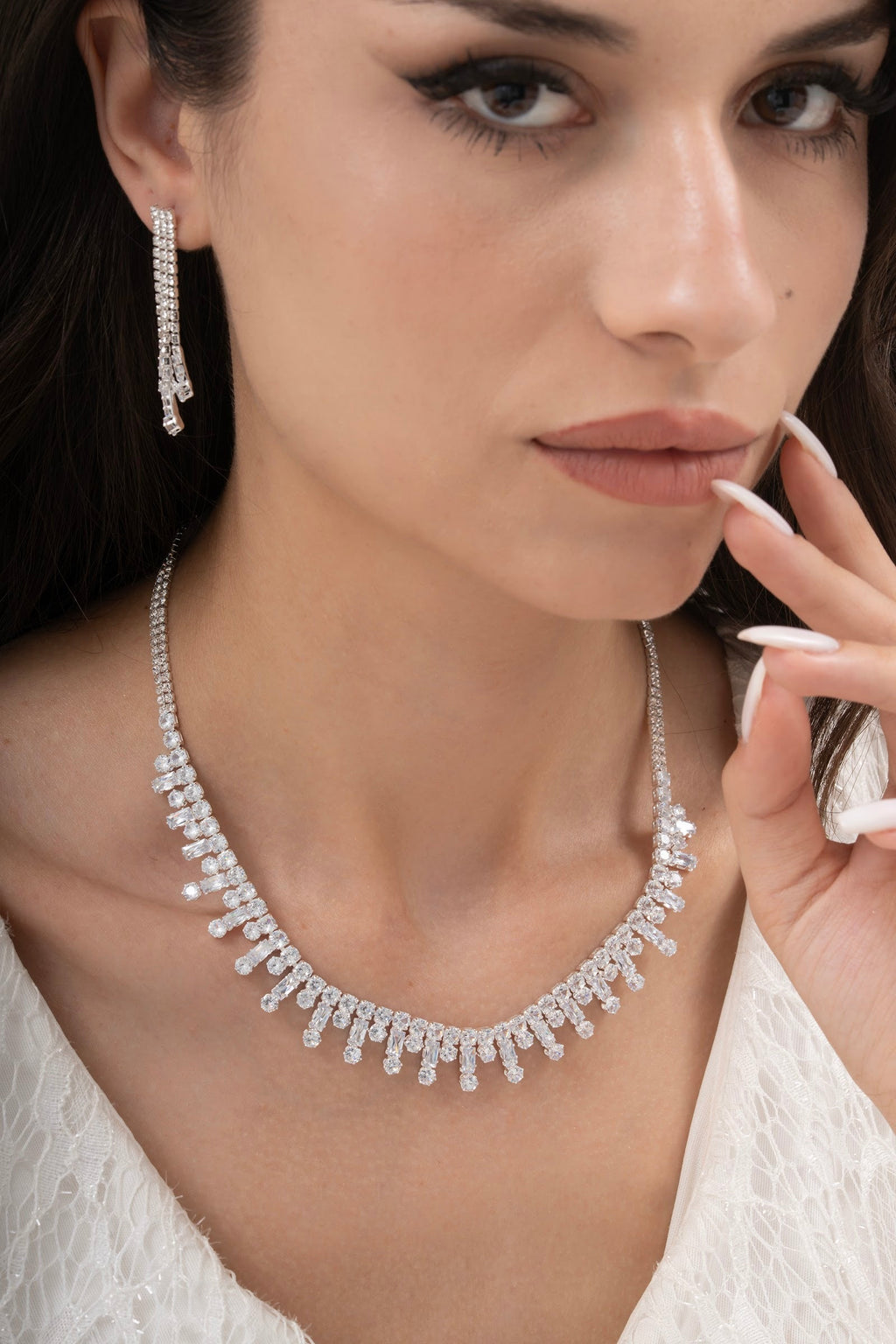 MİREL 7045 Zirkon Taşlı Gelin Seti Fashion Jewelry Set product photo 1