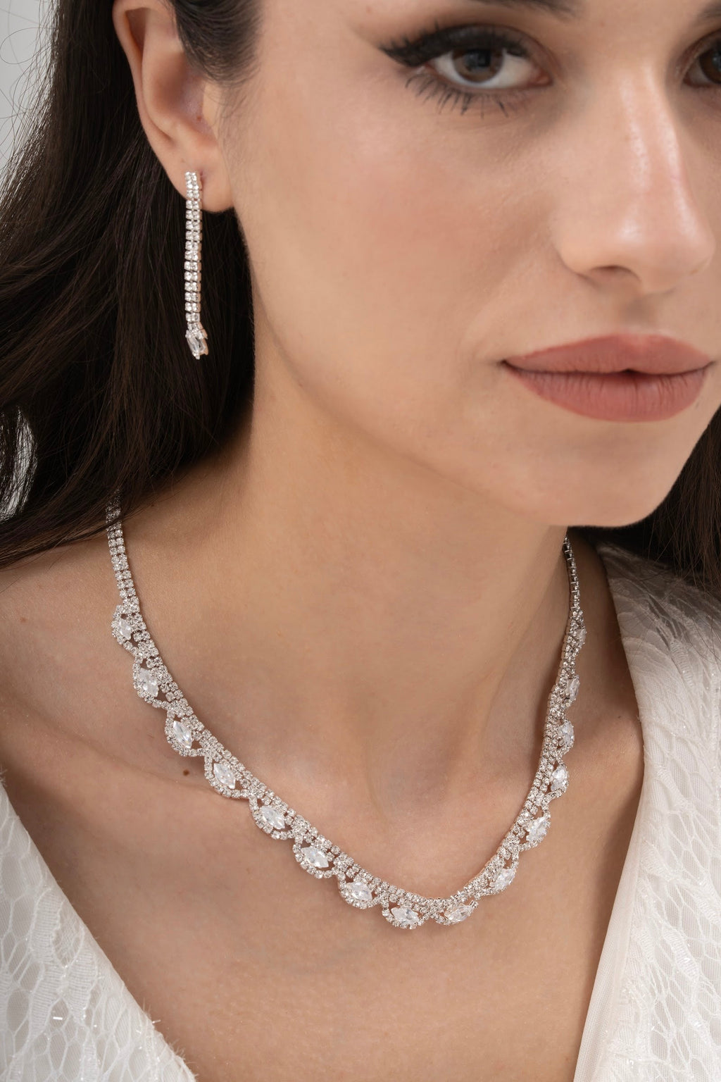 MİREL 7016 Zirkon Taşlı Gelin Seti Fashion Jewelry Set product photo 1