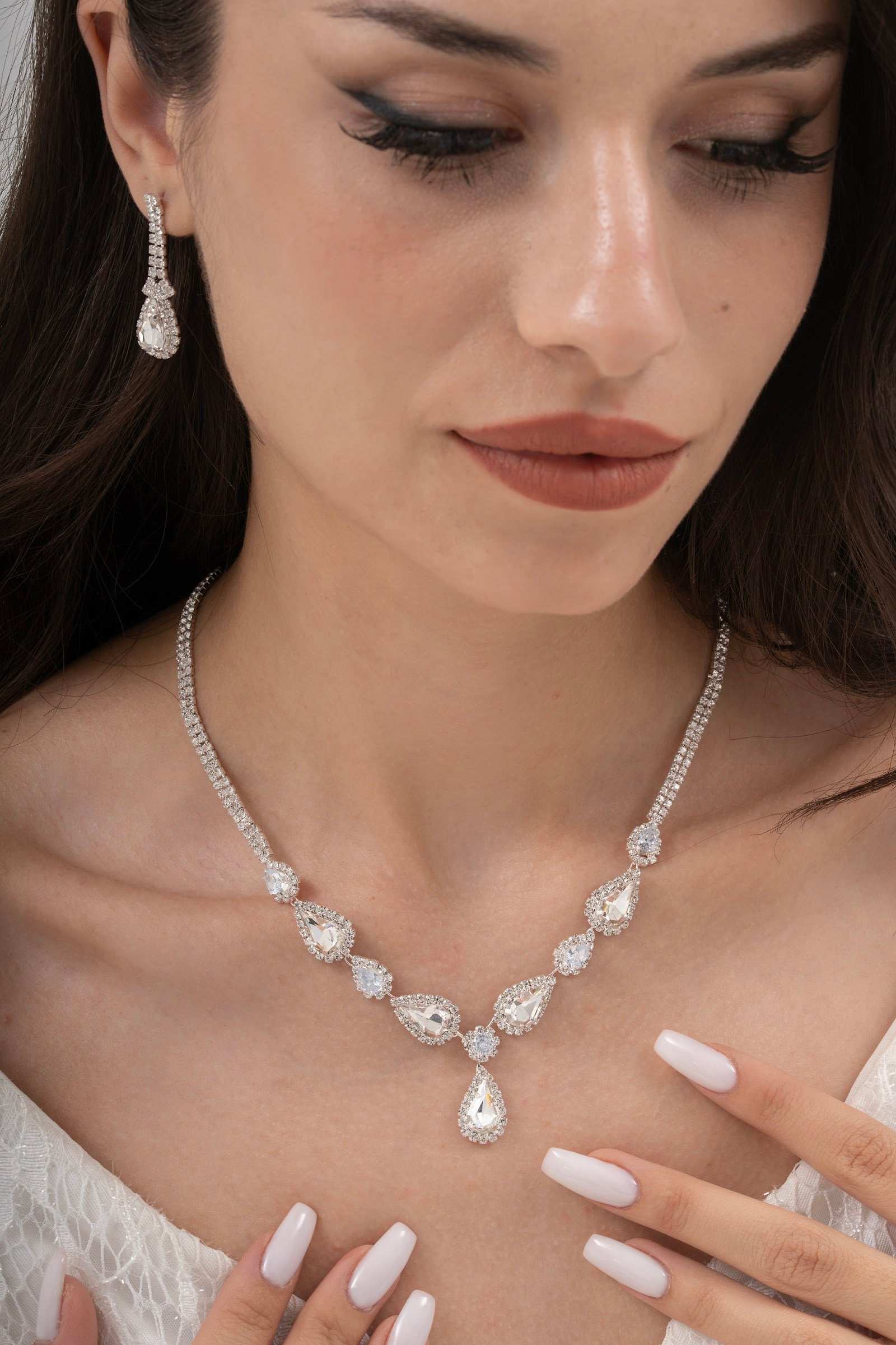 MİREL 7151 Zirkon Taşlı Gelin Seti Fashion Jewelry Set product photo 1