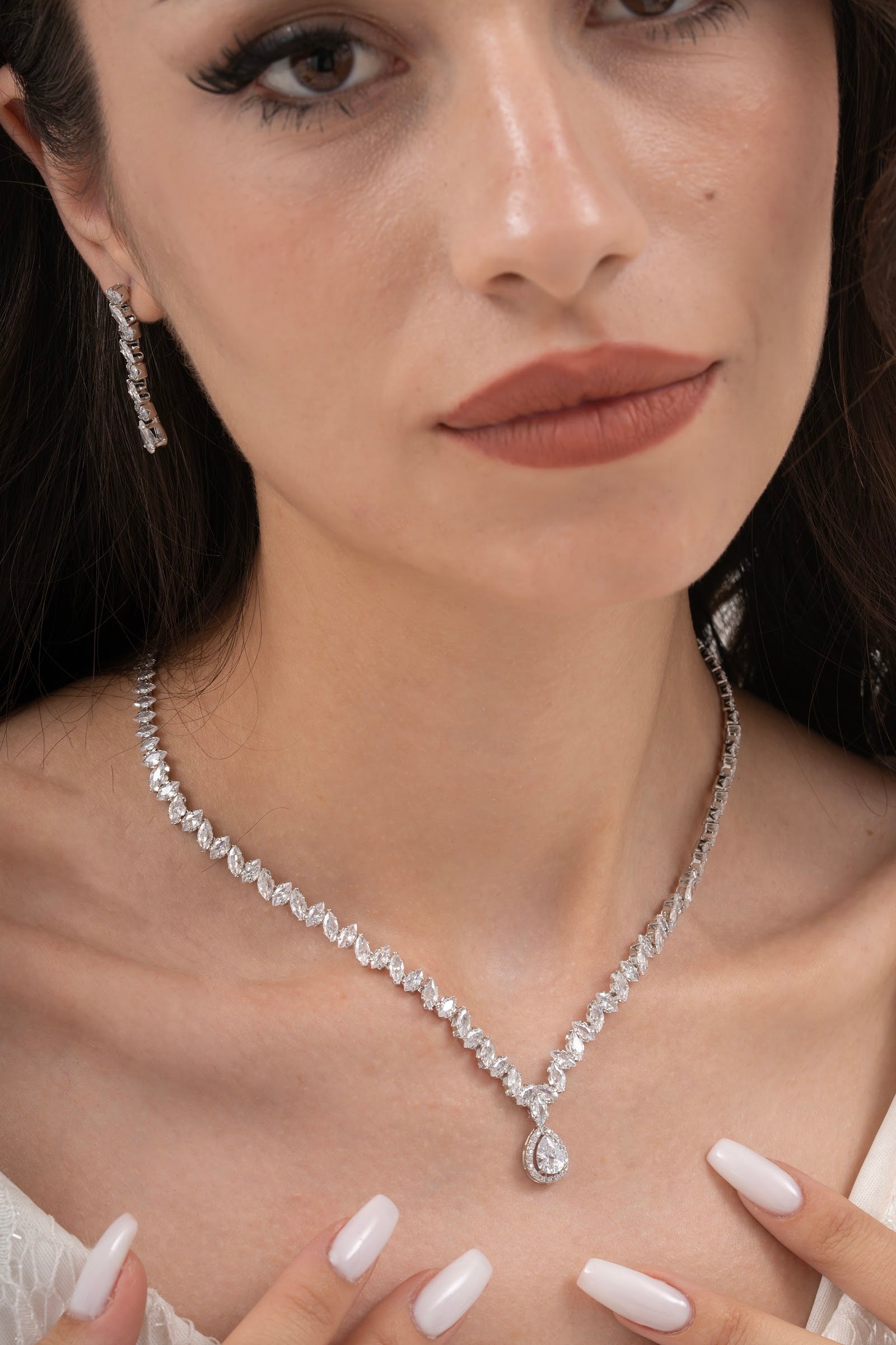 MİREL 7176 Zirkon Taşlı Gelin Seti Fashion Jewelry Set product photo 1
