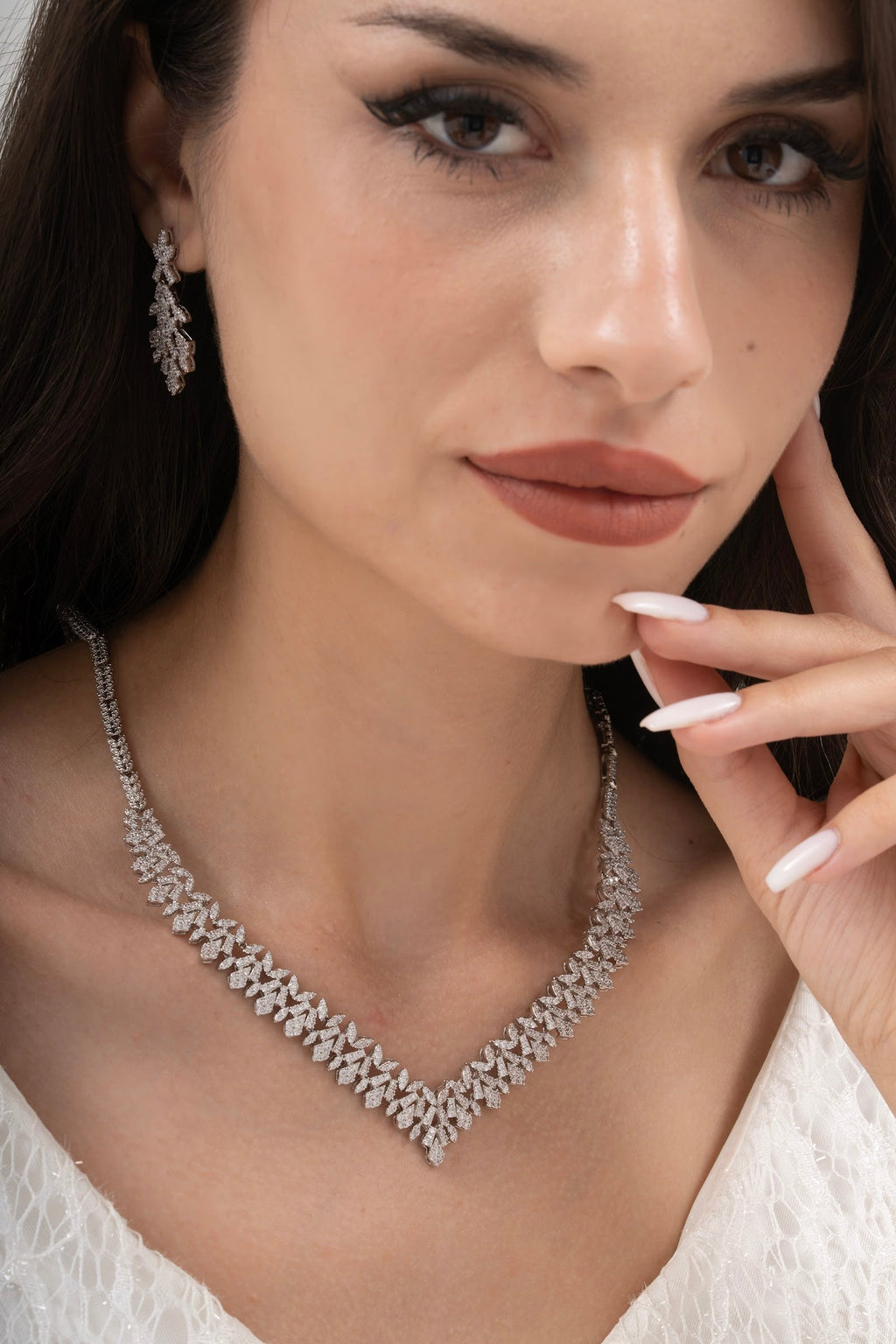 MİREL 7133 Zirkon Taşlı Gelin Seti Fashion Jewelry Set product photo 1