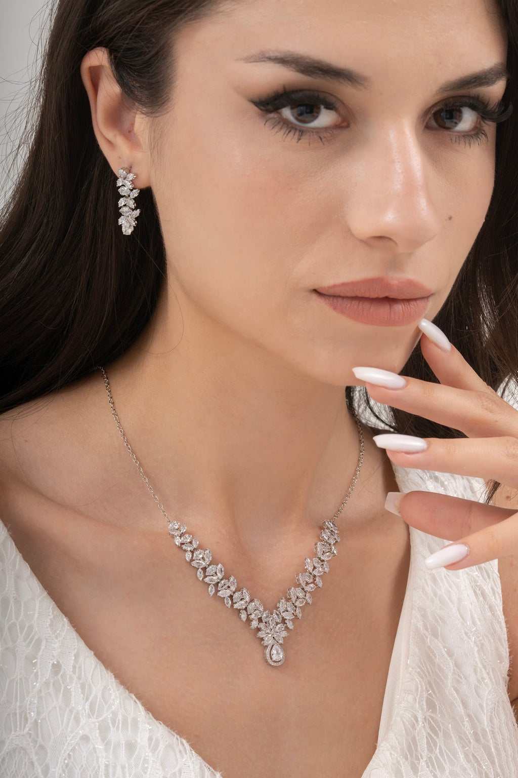 MİREL 7061 Zirkon Taşlı Gelin Seti Fashion Jewelry Set product photo 1