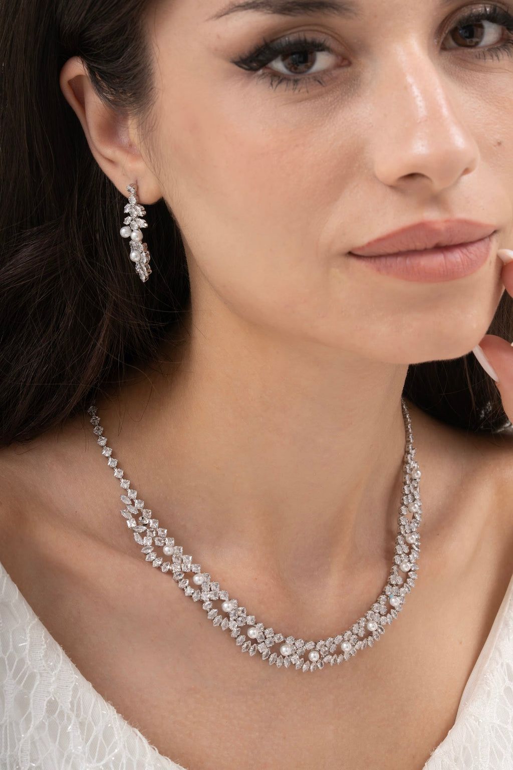 MİREL 7122 Zirkon Taşlı Gelin Seti Fashion Jewelry Set product photo 1