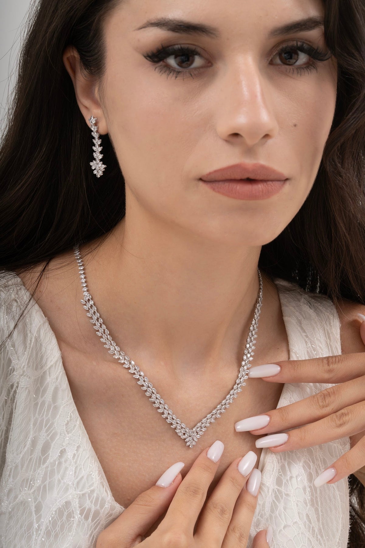 MİREL 7038 Zirkon Taşlı Gelin Seti Fashion Jewelry Set product photo 1