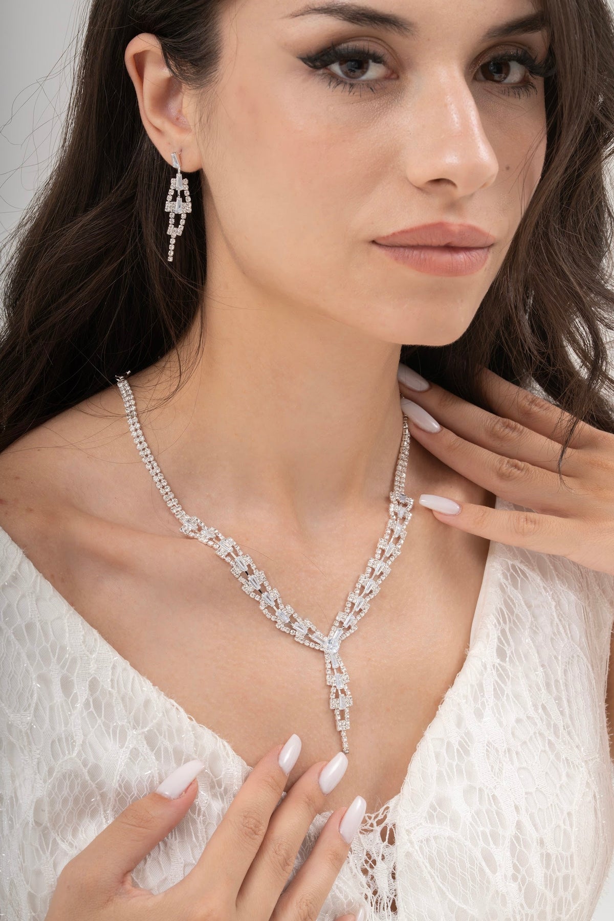 MİREL 7111 Zirkon Taşlı Gelin Seti Fashion Jewelry Set product photo 1