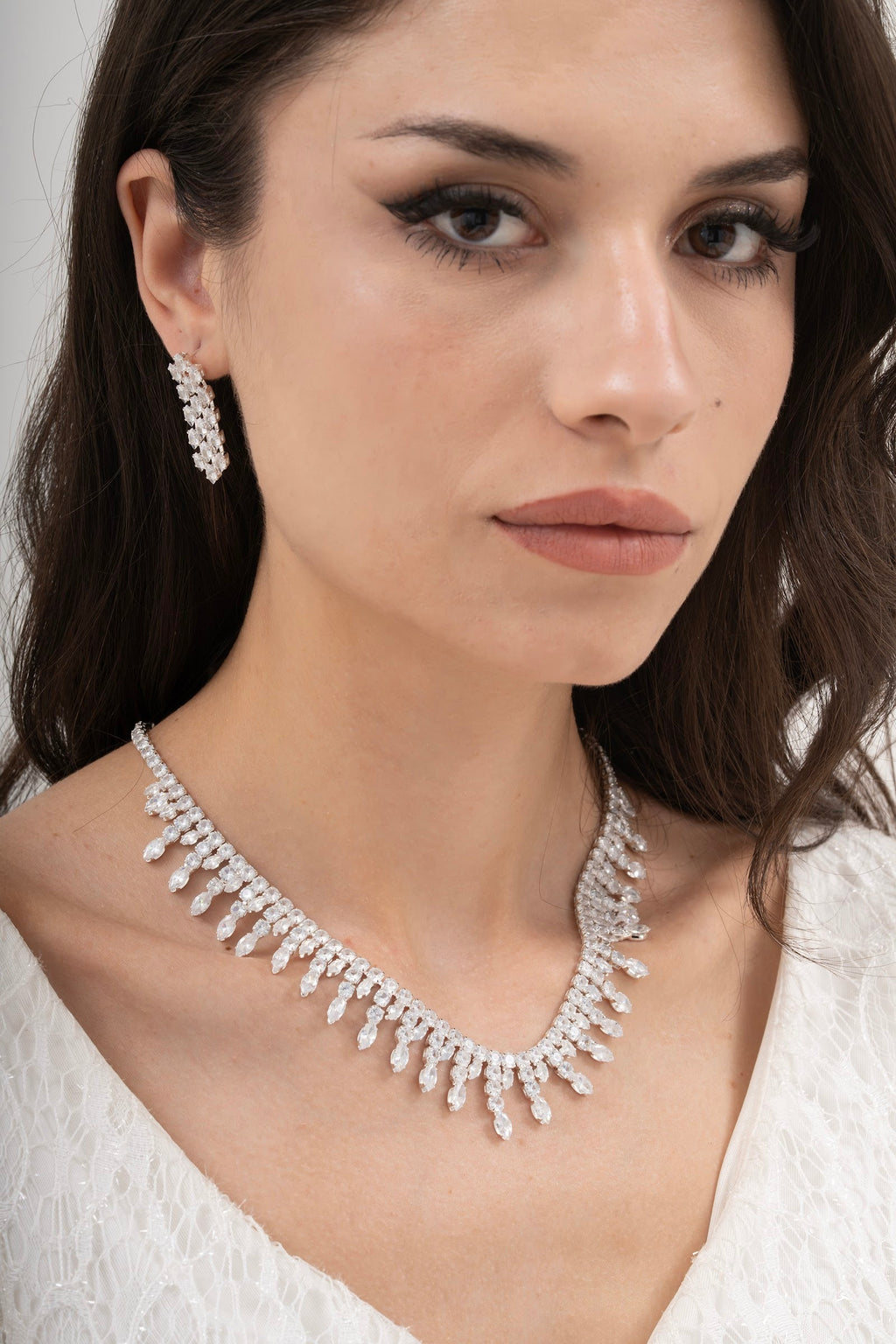 MİREL 7043 Zirkon Taşlı Gelin Seti Fashion Jewelry Set product photo 1