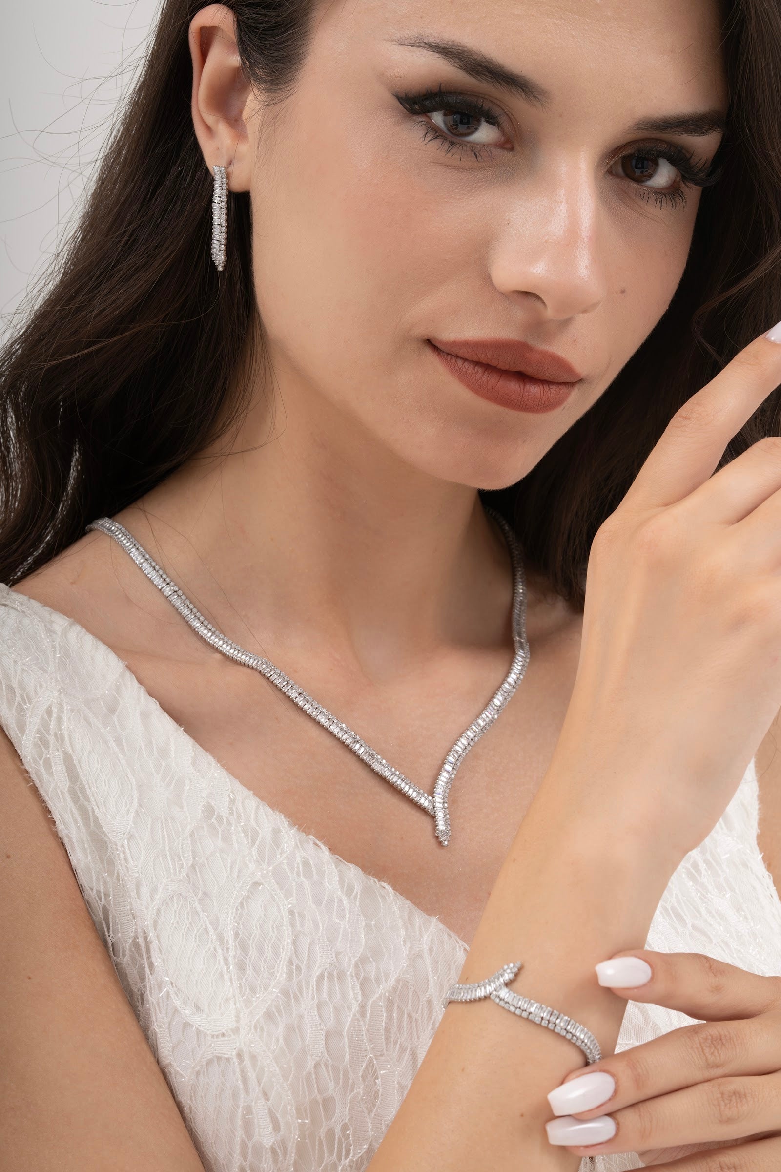 MİREL 7134 Zirkon Taşlı Gelin Seti Fashion Jewelry Set product photo 1