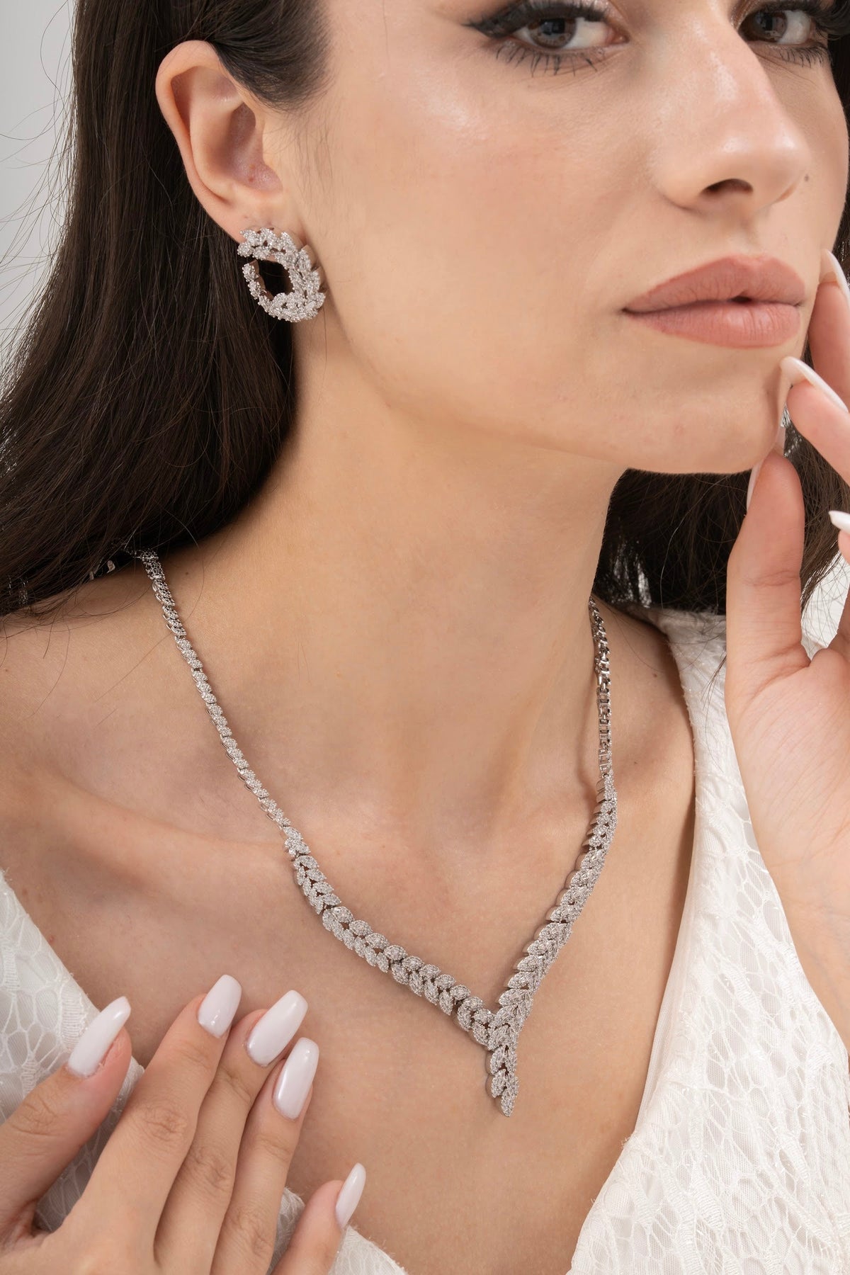 MİREL 7073 Zirkon Taşlı Gelin Seti Fashion Jewelry Set product photo 1