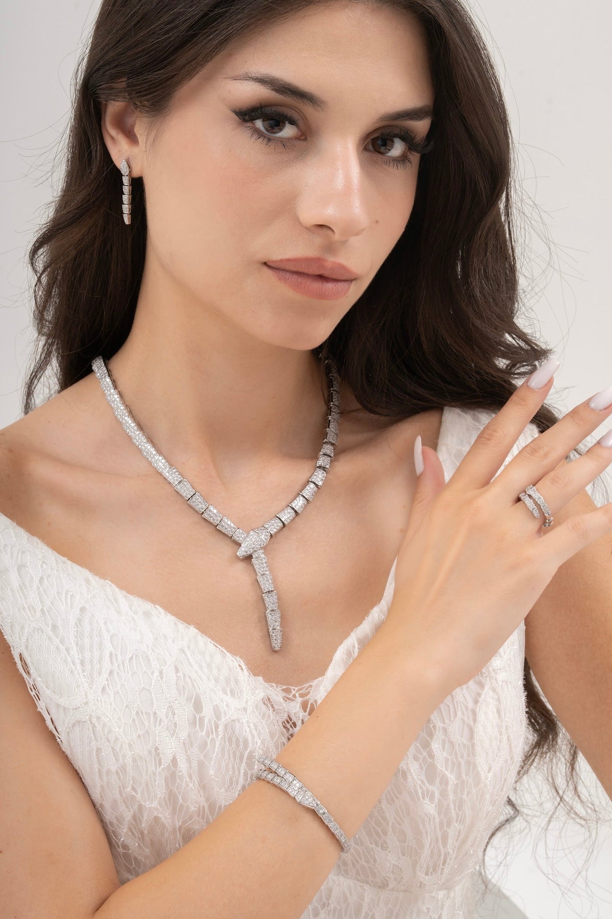 MİREL 7099 Zirkon Taşlı Gelin Seti Fashion Jewelry Set product photo 1