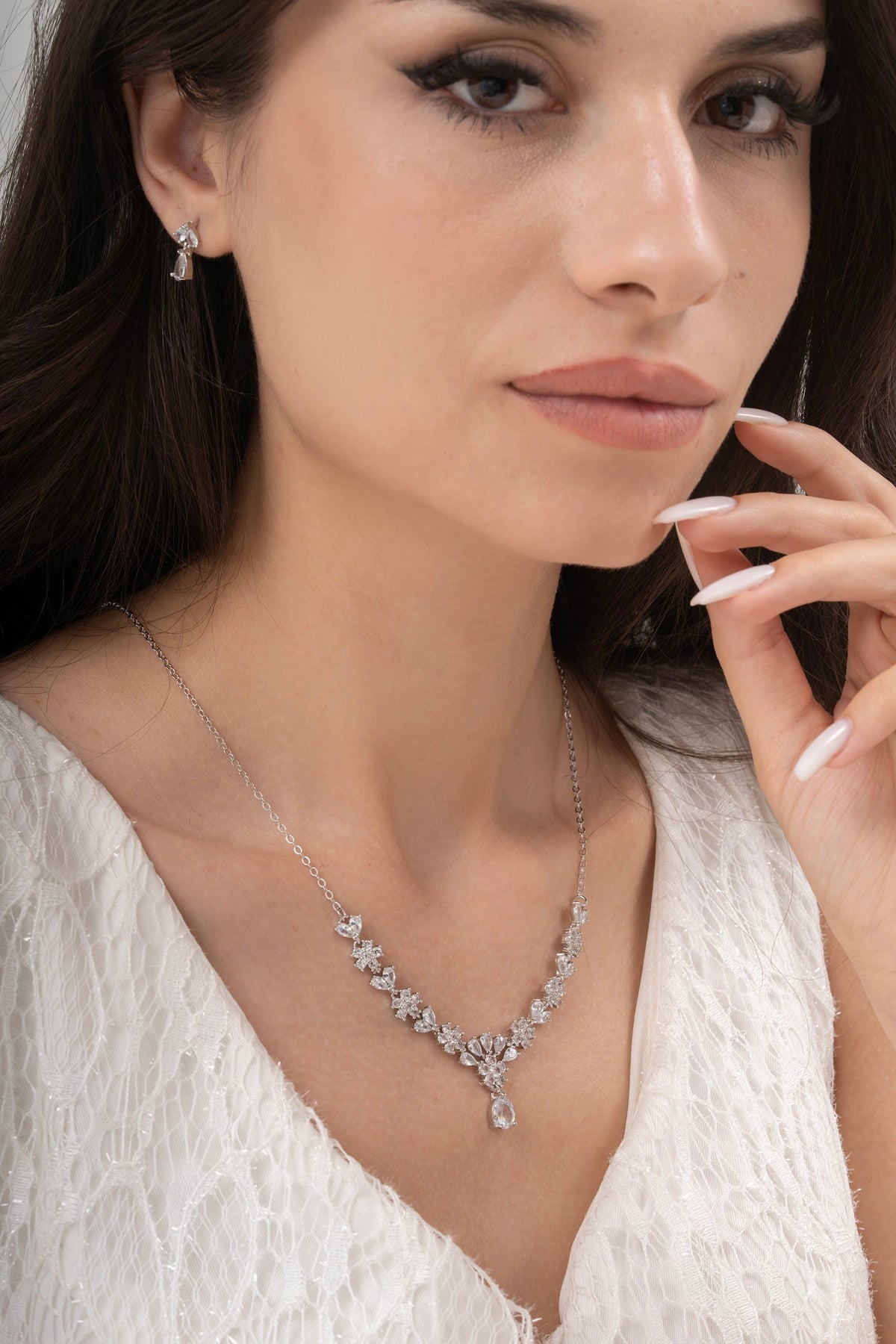MİREL 7098 Zirkon Taşlı Gelin Seti Fashion Jewelry Set product photo 1