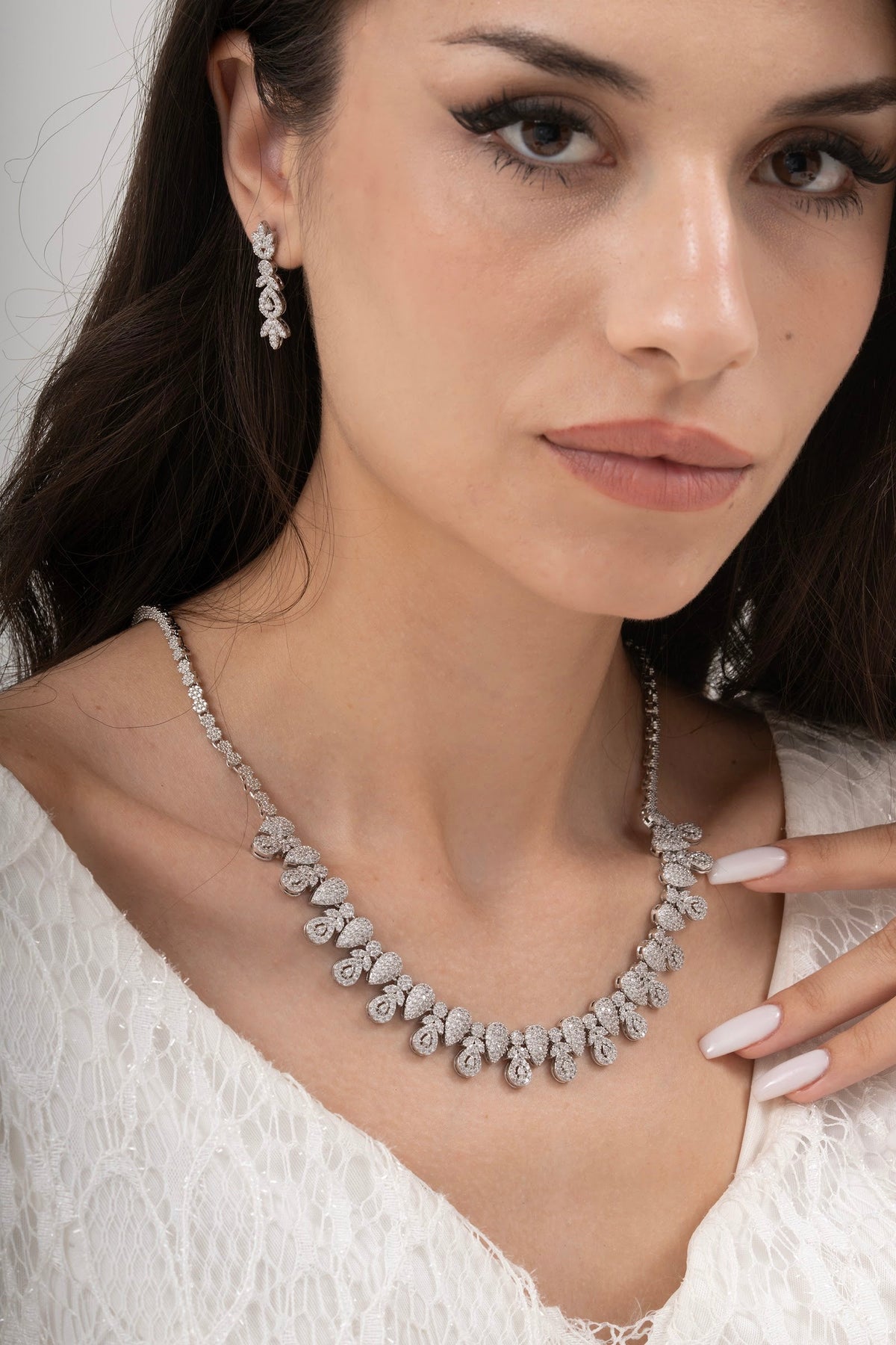 MİREL 7114 Zirkon Taşlı Gelin Seti Fashion Jewelry Set product photo 1