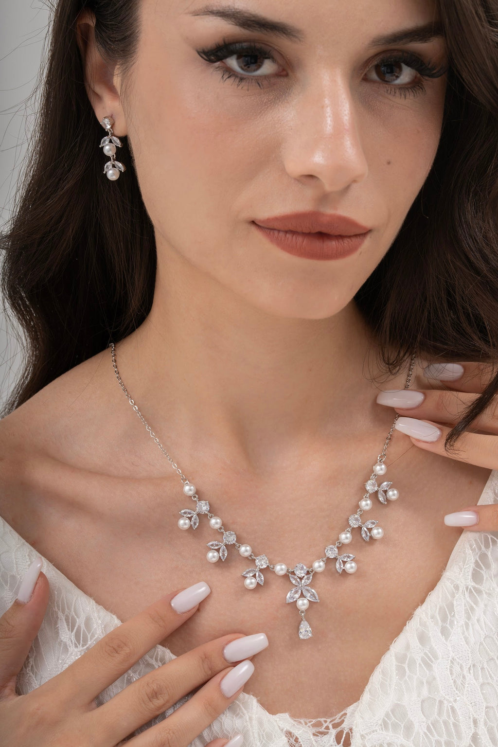 MİREL 7160 Zirkon Taşlı Gelin Seti Fashion Jewelry Set product photo 1