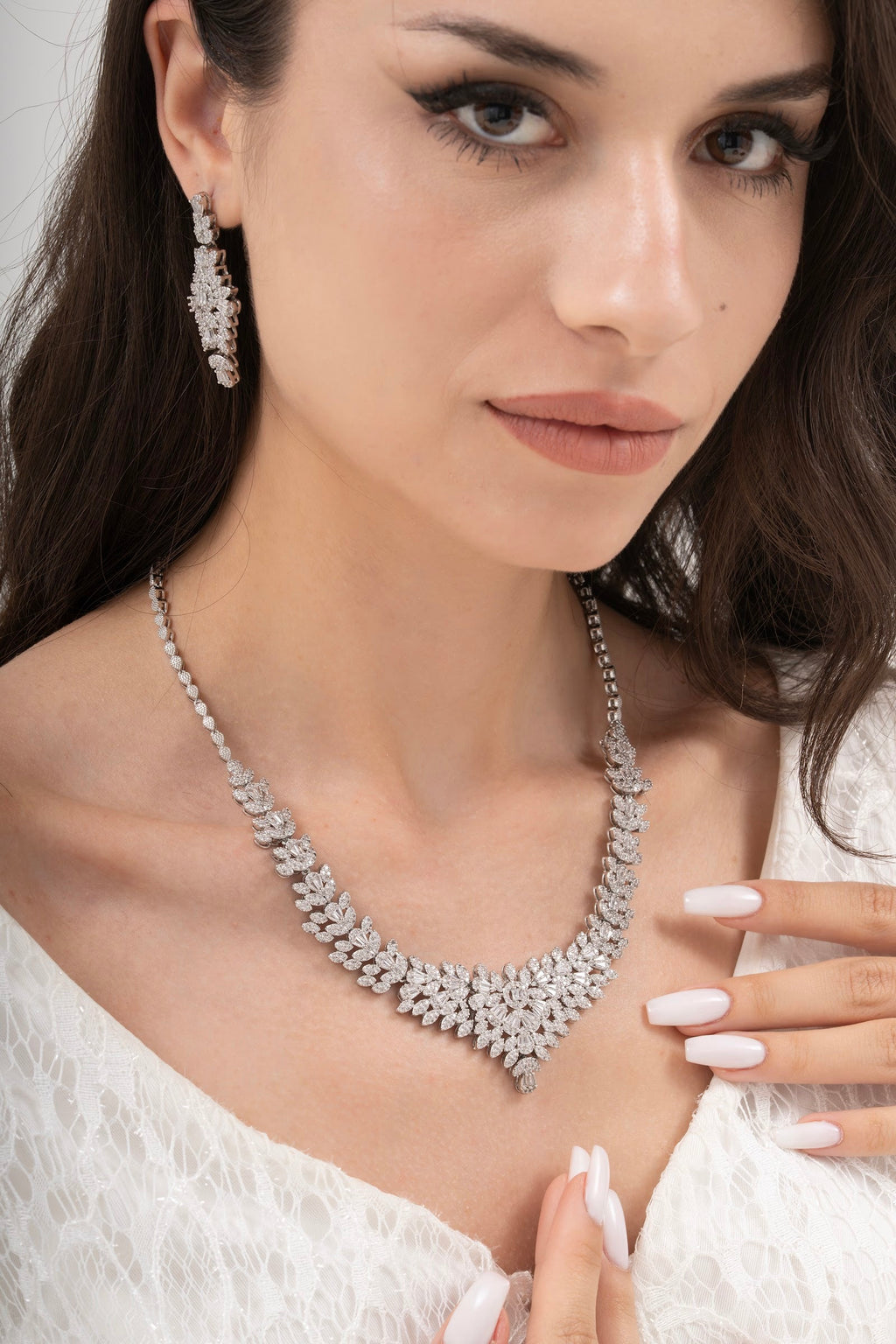 MİREL 7054 Zirkon Taşlı Gelin Seti Fashion Jewelry Set product photo 1