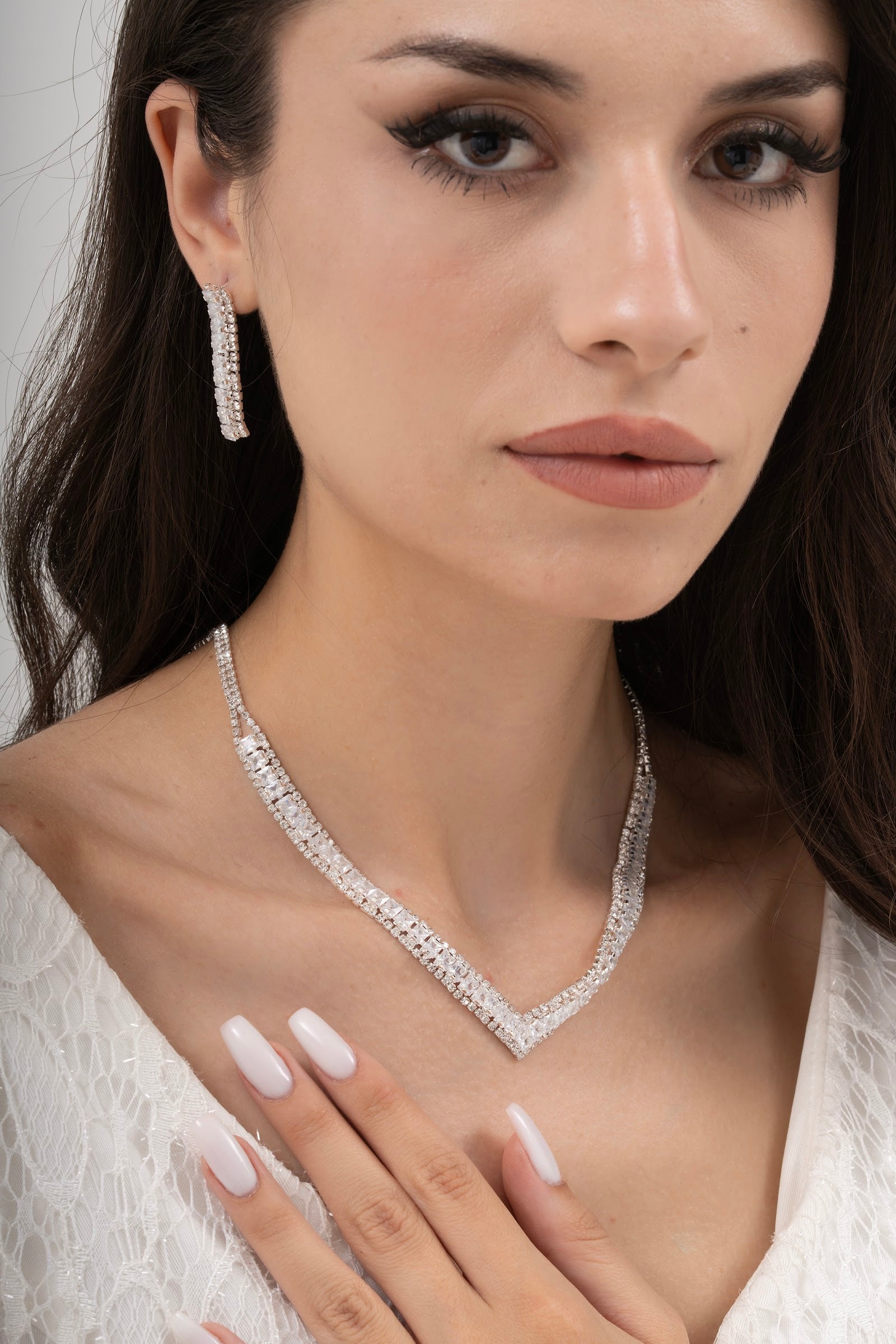 MİREL 7026 Zirkon Taşlı Gelin Seti Fashion Jewelry Set product photo 1
