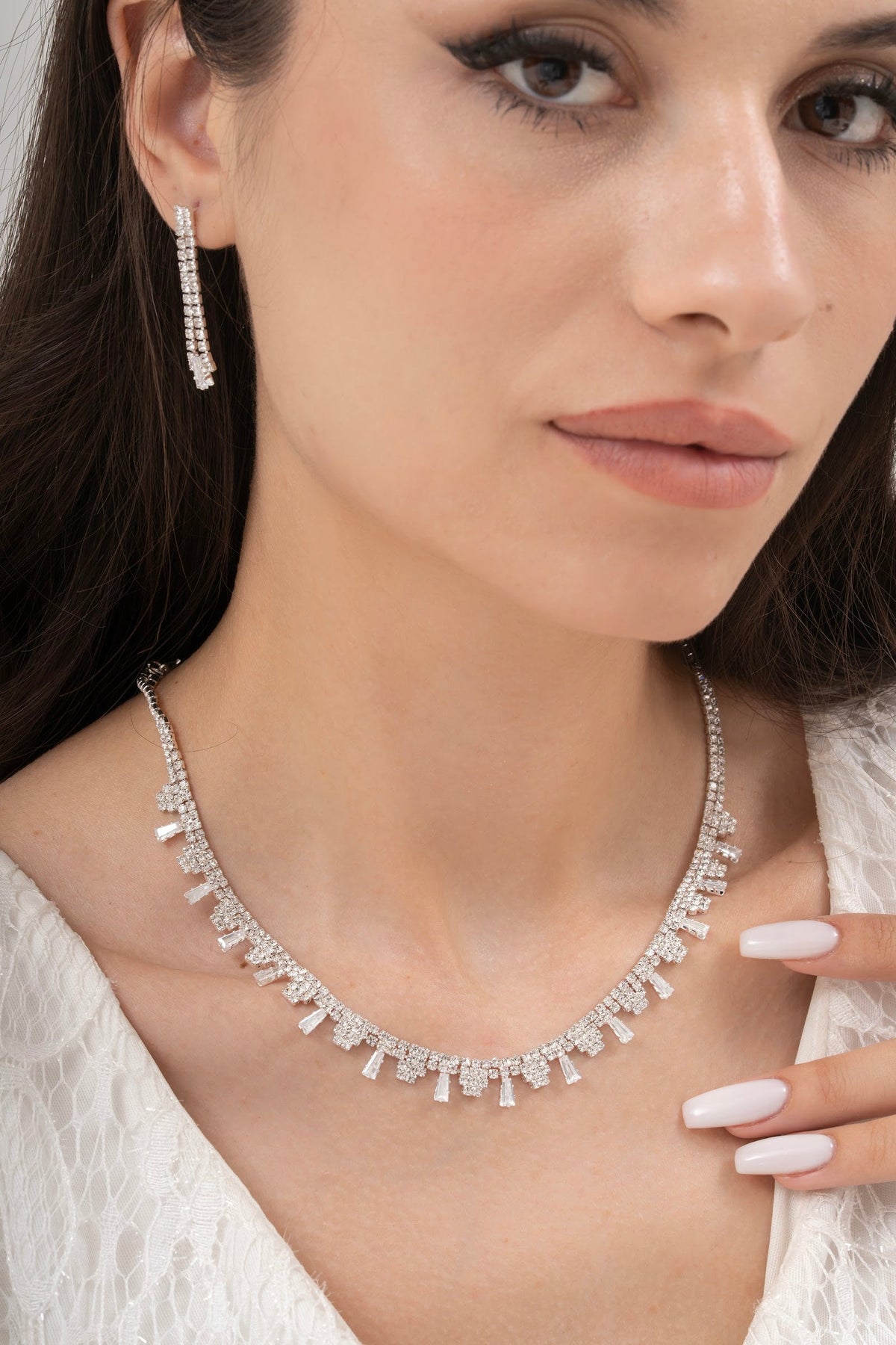 MİREL 7110 Zirkon Taşlı Gelin Seti Fashion Jewelry Set product photo 1