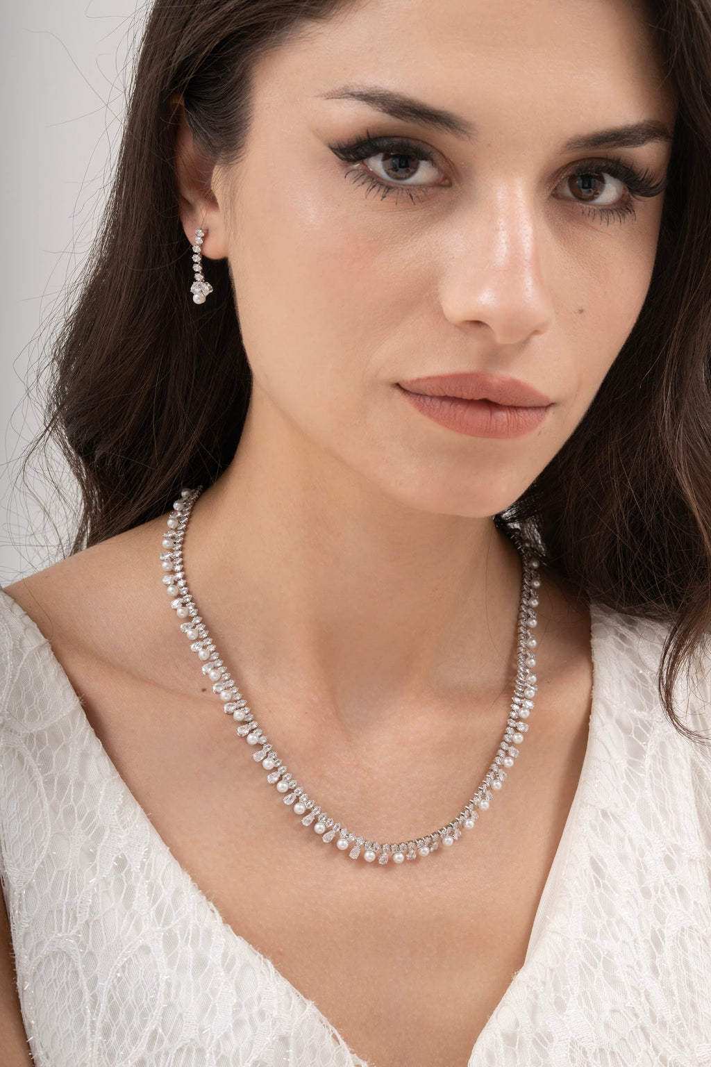 MİREL 7069 Zirkon Taşlı Gelin Seti Fashion Jewelry Set product photo 1