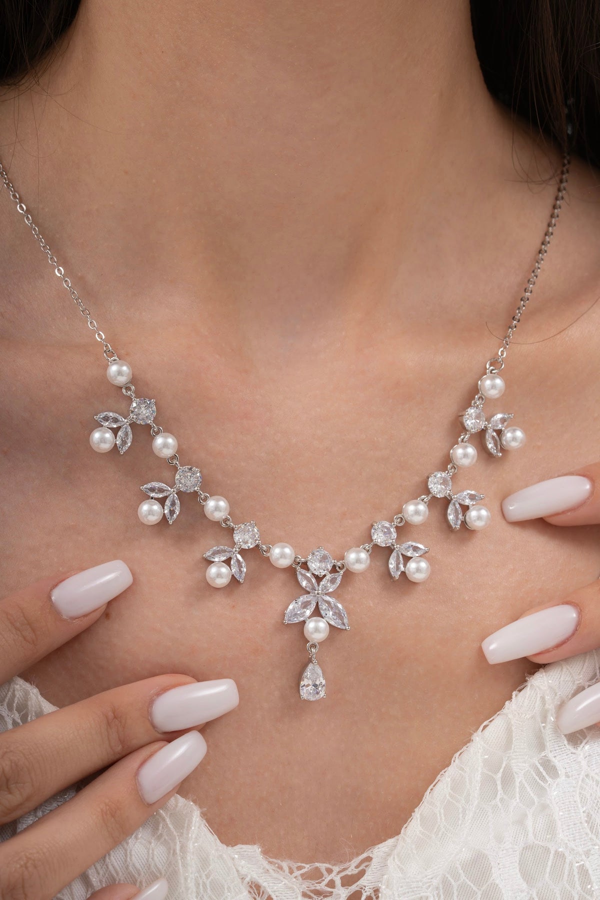 MİREL 7160 Zirkon Taşlı Gelin Seti Fashion Jewelry Set product photo 2