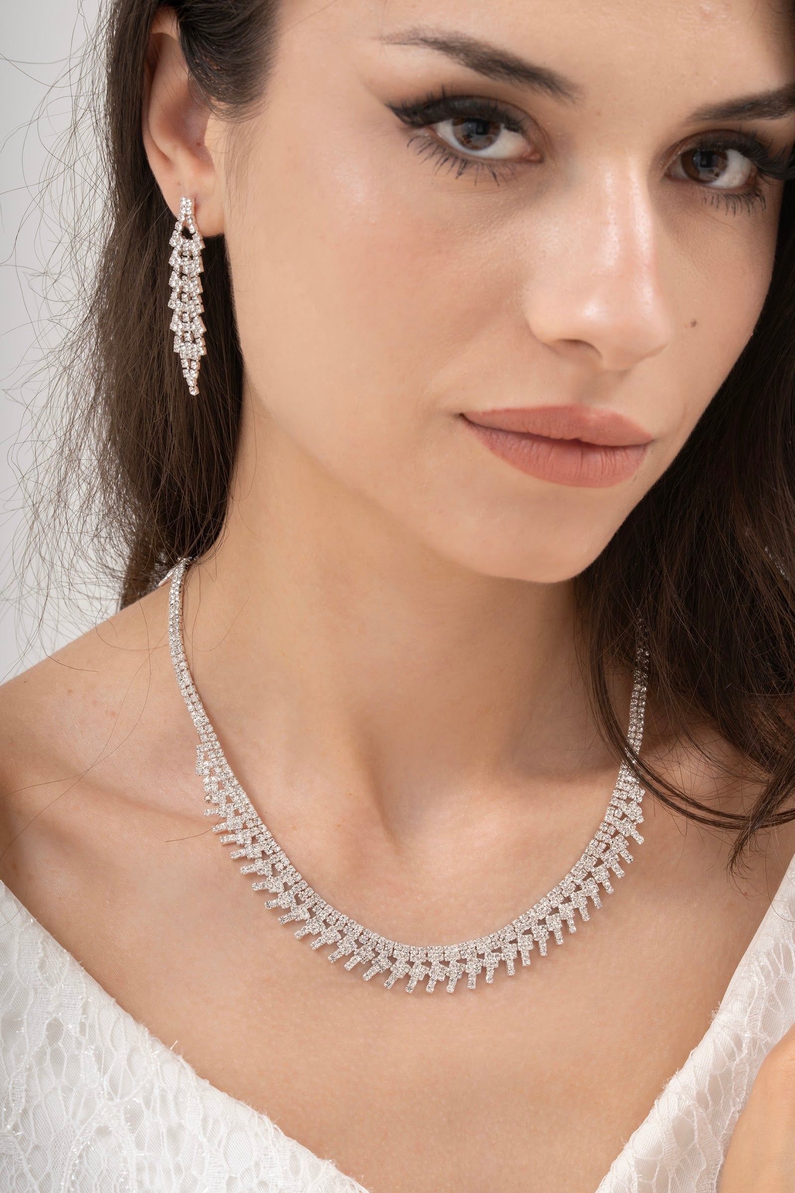 MİREL 7060 Zirkon Taşlı Gelin Seti Fashion Jewelry Set product photo 1
