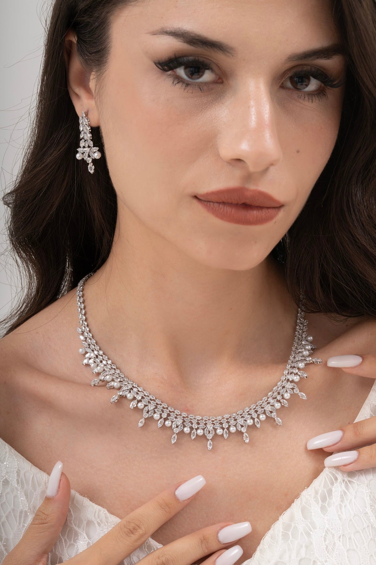MİREL 7157 Zirkon Taşlı Gelin Seti Fashion Jewelry Set product photo 1