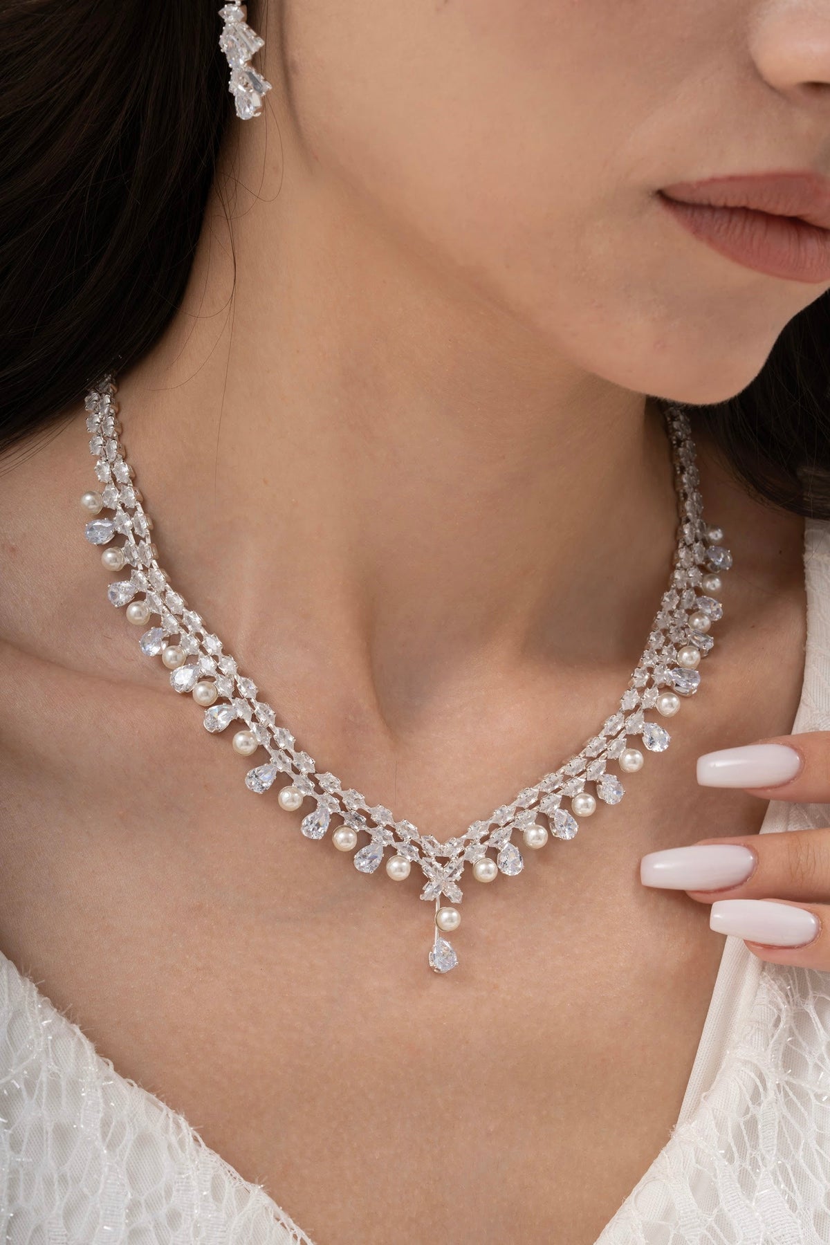 MİREL 7014 Zirkon Taşlı Gelin Seti Fashion Jewelry Set product photo 4