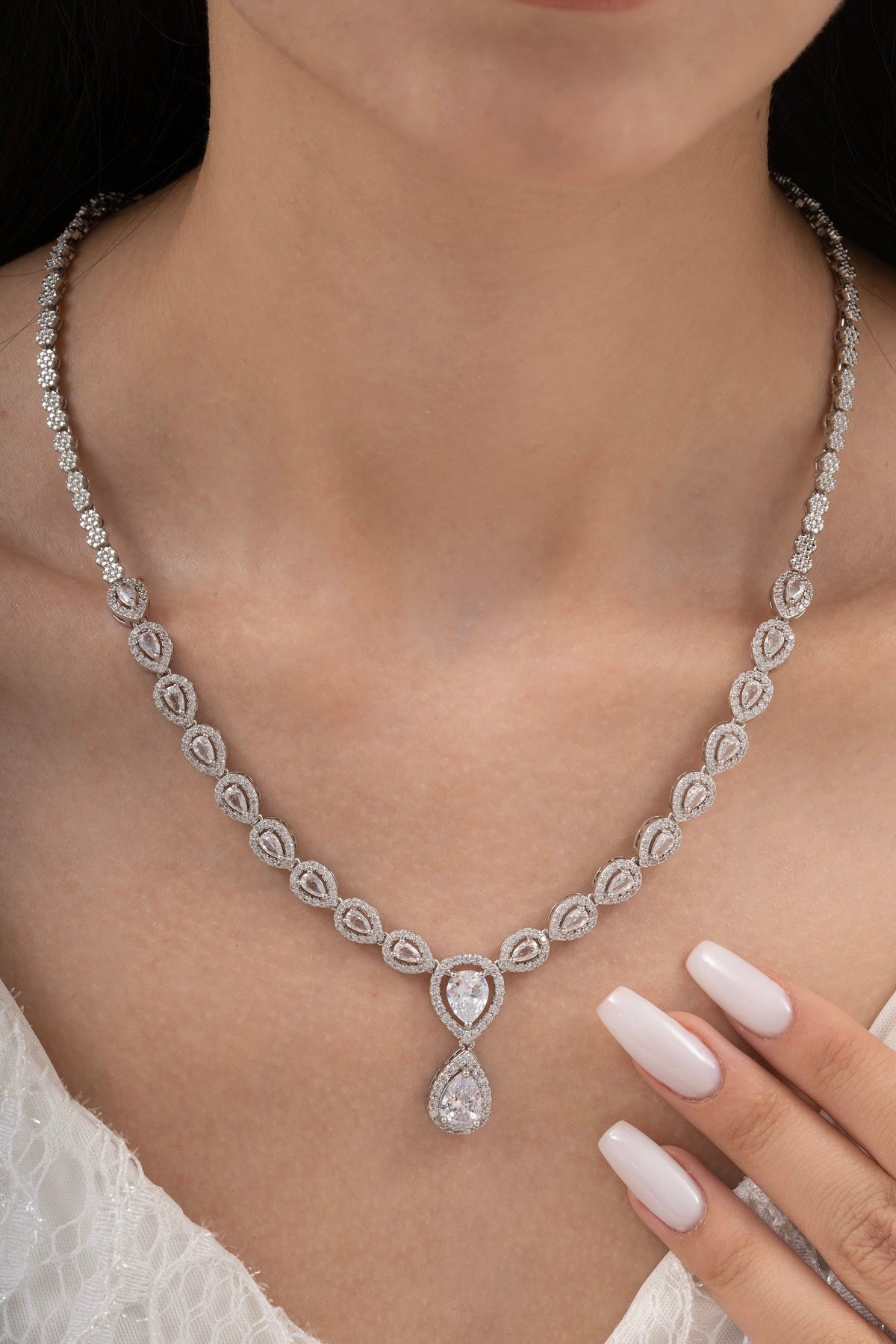 MİREL 7044 Zirkon Taşlı Gelin Seti Fashion Jewelry Set product photo 2