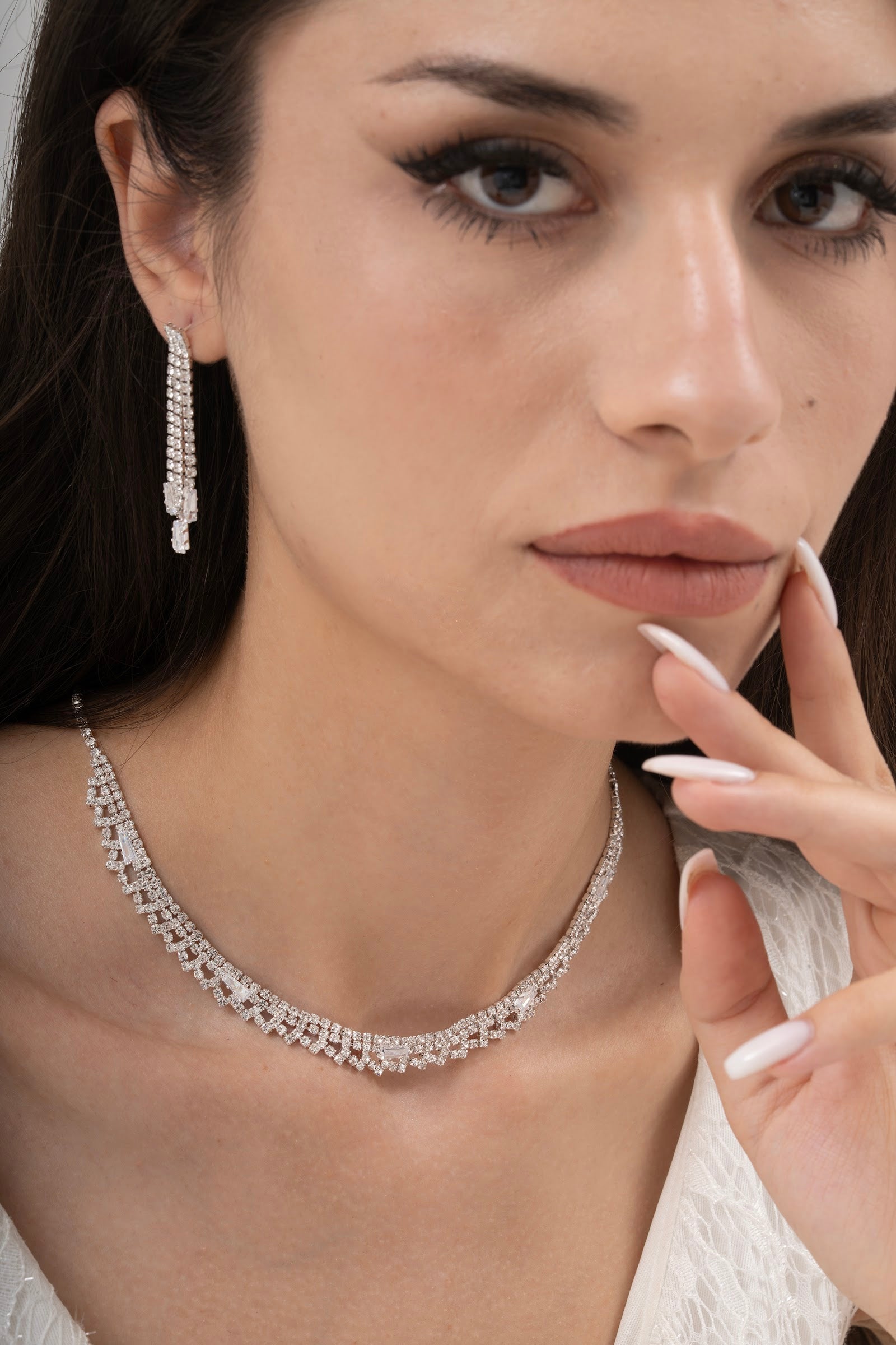 MİREL 7015 Zirkon Taşlı Gelin Seti Fashion Jewelry Set product photo 1