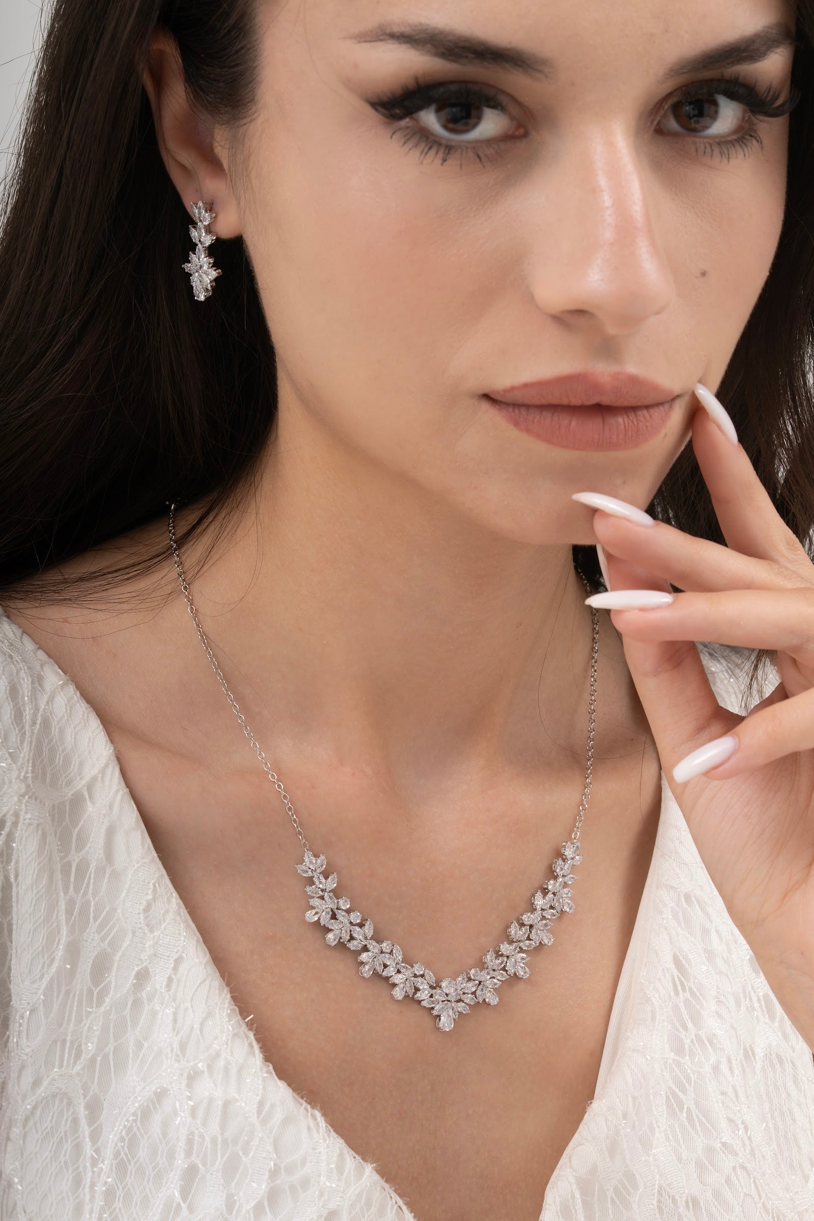MİREL 7042 Zirkon Taşlı Gelin Seti Fashion Jewelry Set product photo 1