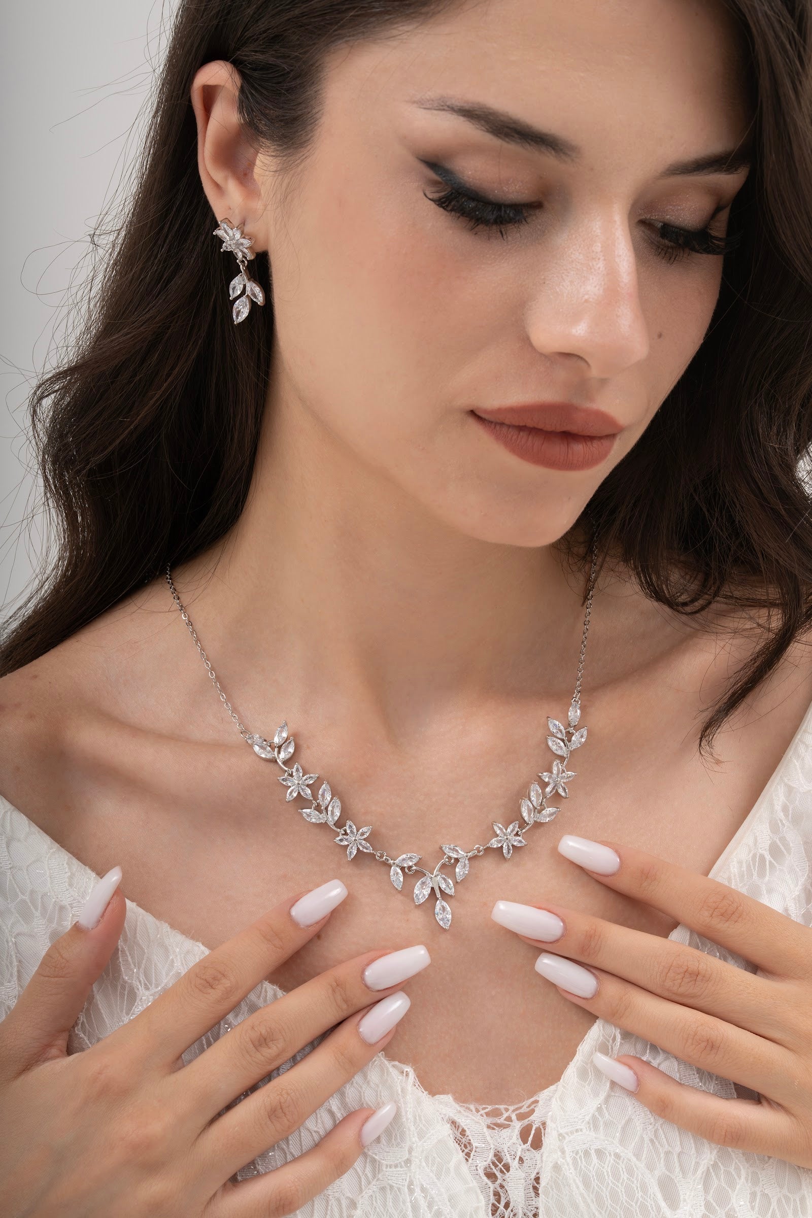 MİREL 7161 Zirkon Taşlı Gelin Seti Fashion Jewelry Set product photo 1