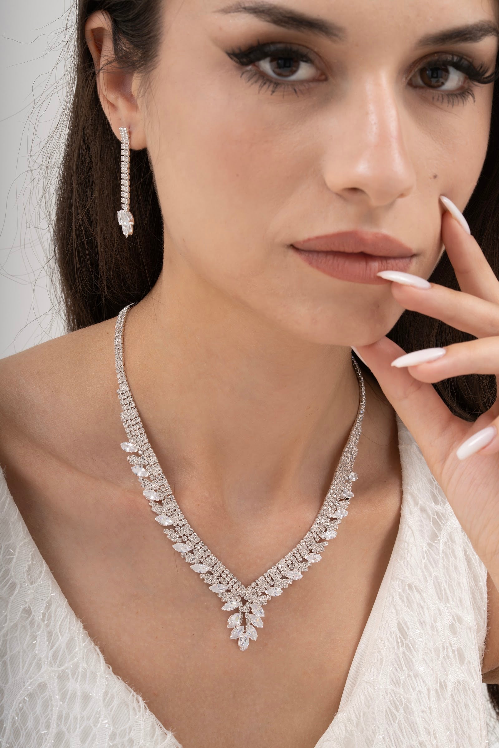 MİREL 7029 Zirkon Taşlı Gelin Seti Fashion Jewelry Set product photo 1