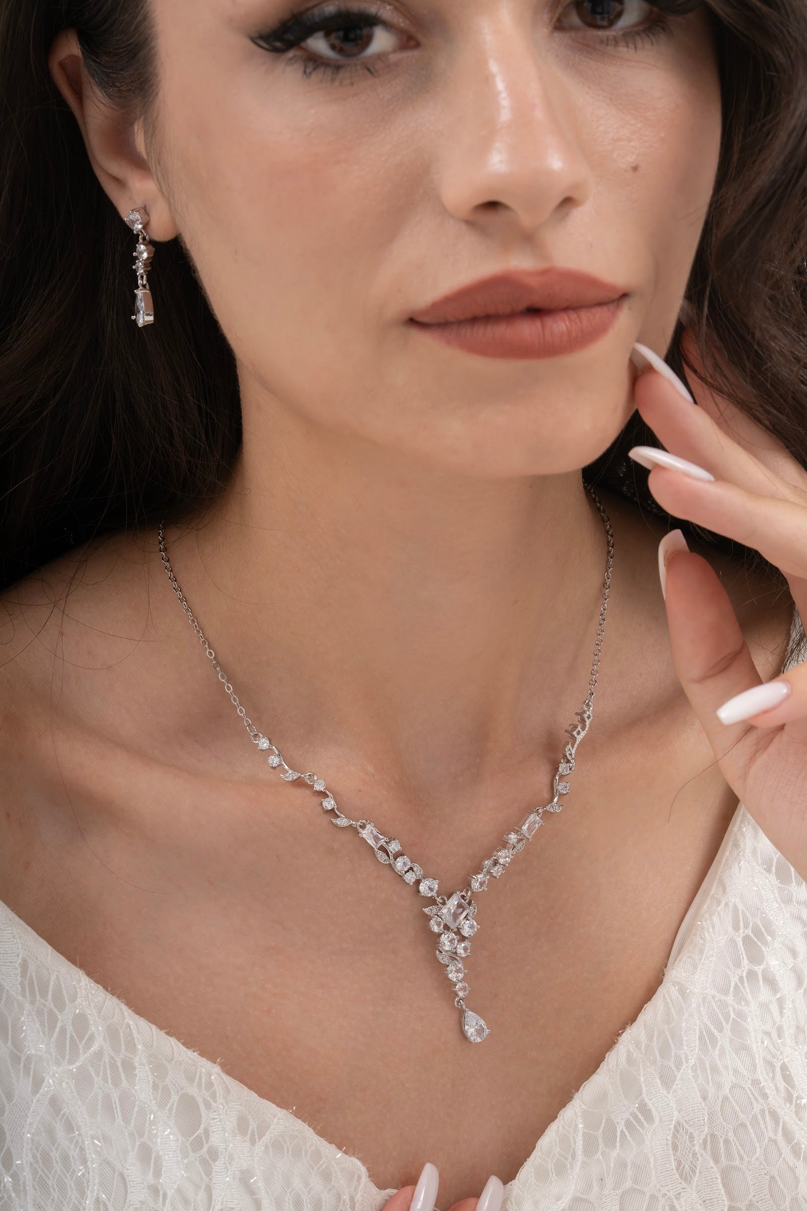 MİREL 7175 Zirkon Taşlı Gelin Seti Fashion Jewelry Set product photo 1