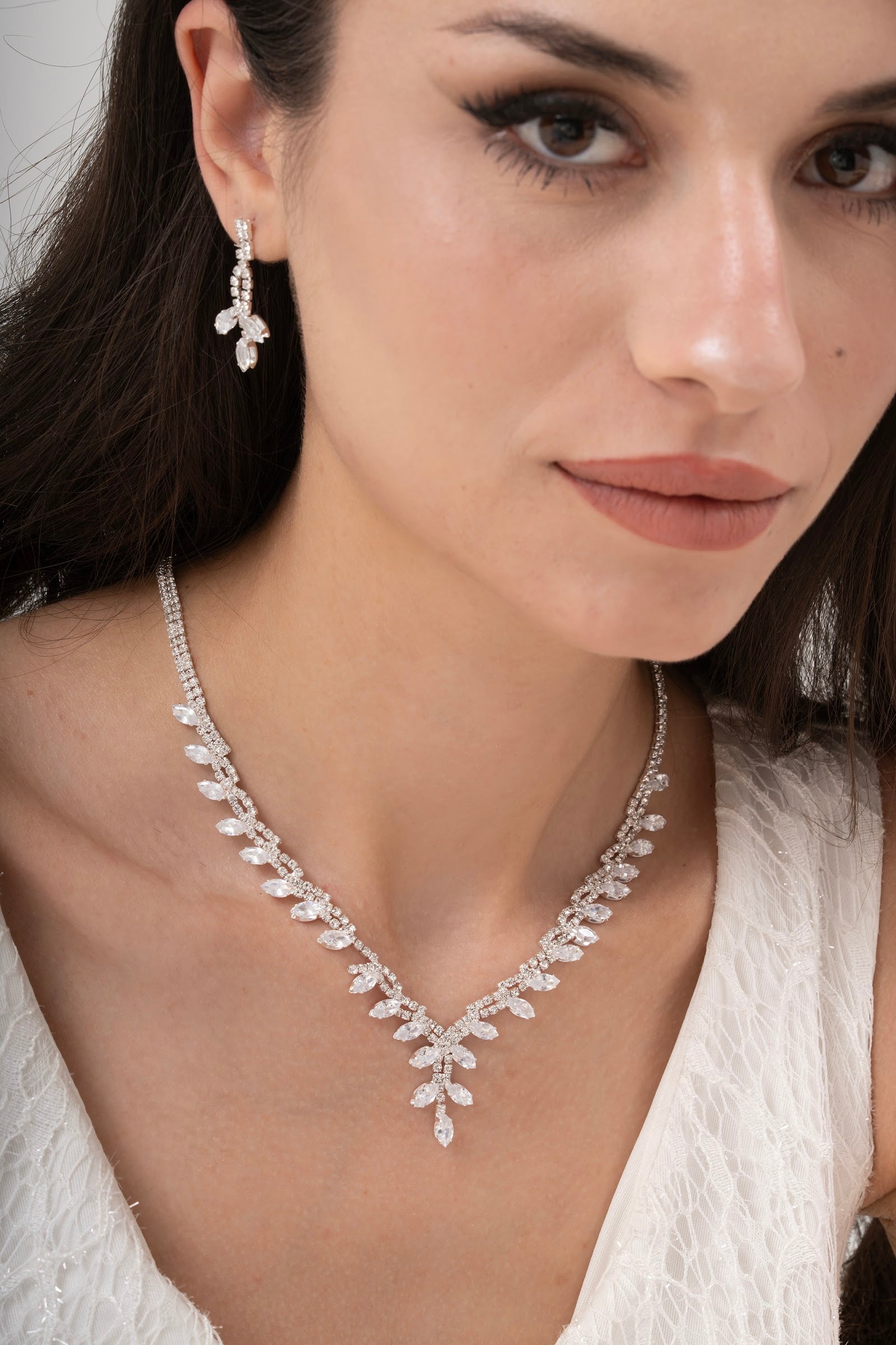 MİREL 7011 Zirkon Taşlı Gelin Seti Fashion Jewelry Set product photo 1